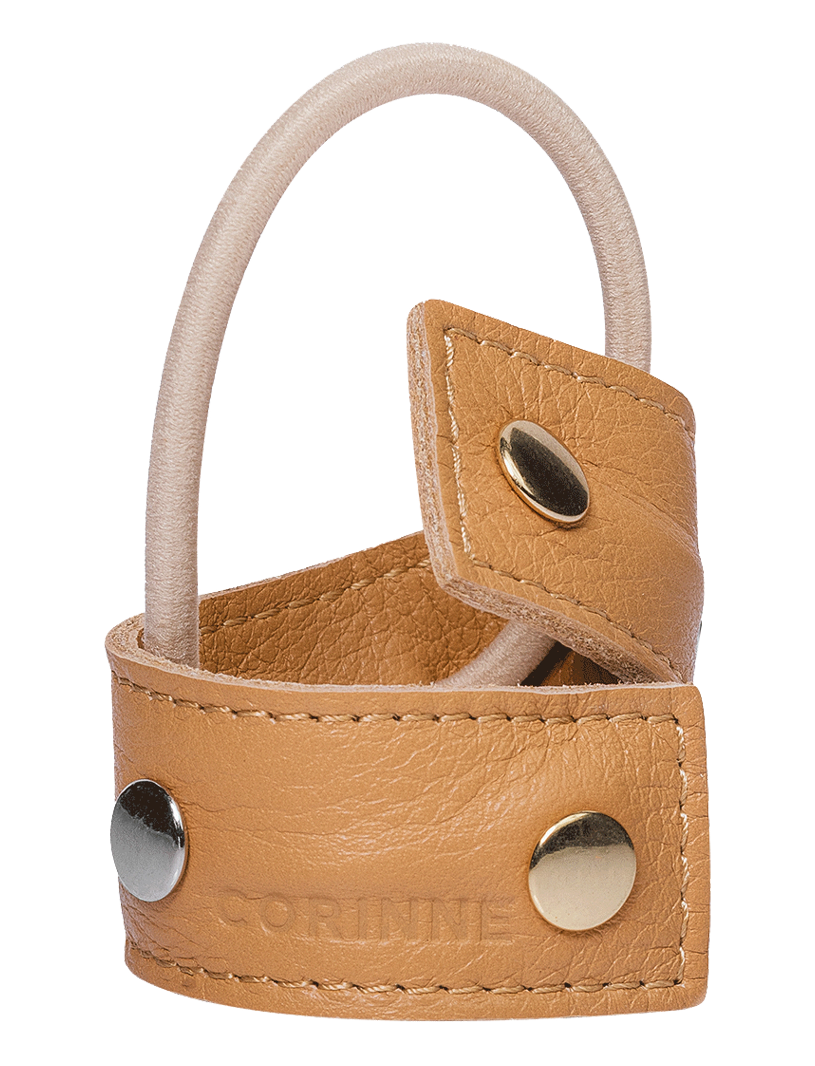 Corinne Leather Band Short Bendable Rivets - Accessoarer - CAMEL / SILVER&GOLD RIVETS / brown