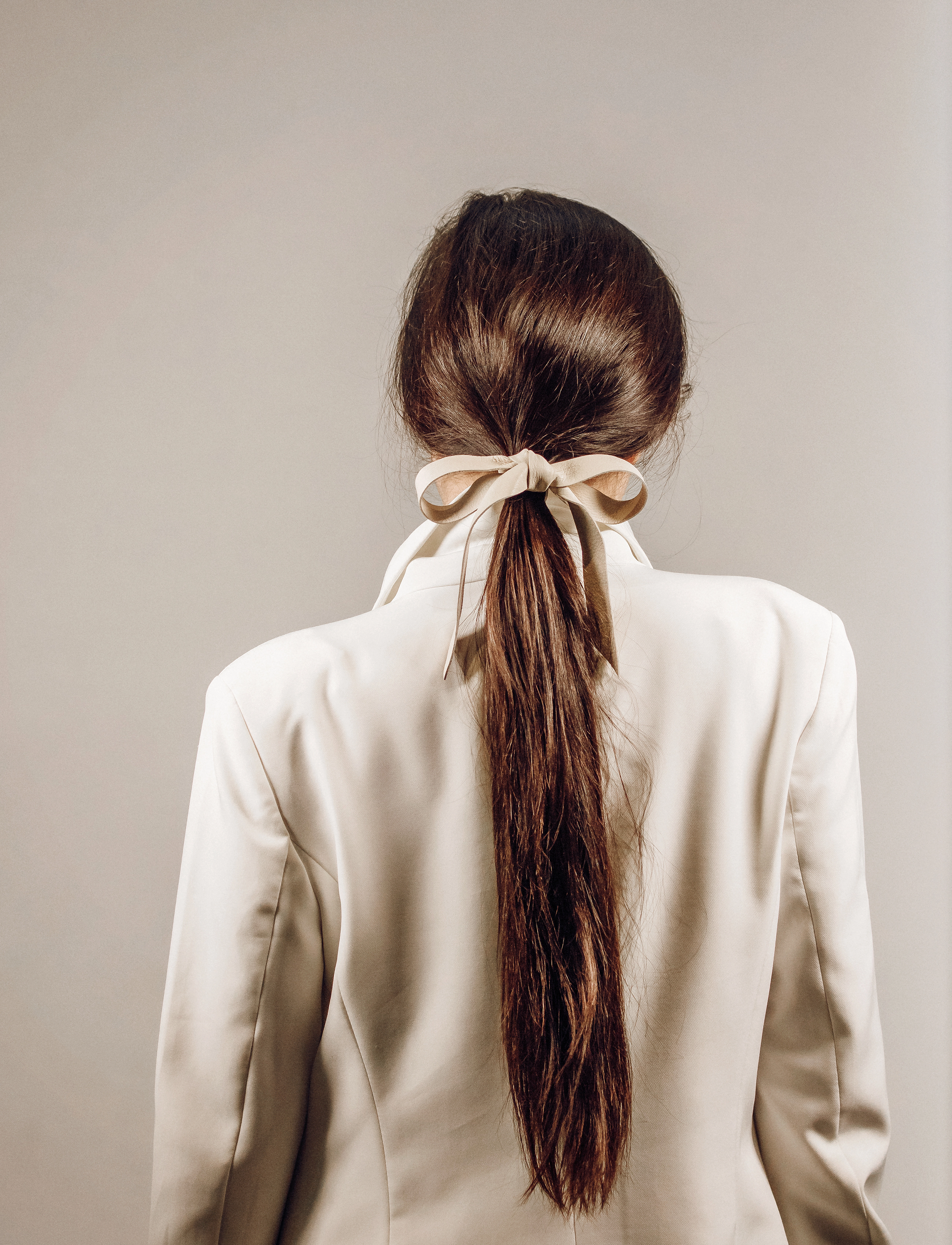Corinne Leather Band Long, Lang Læderrem, Beige, Str: ONE SIZE