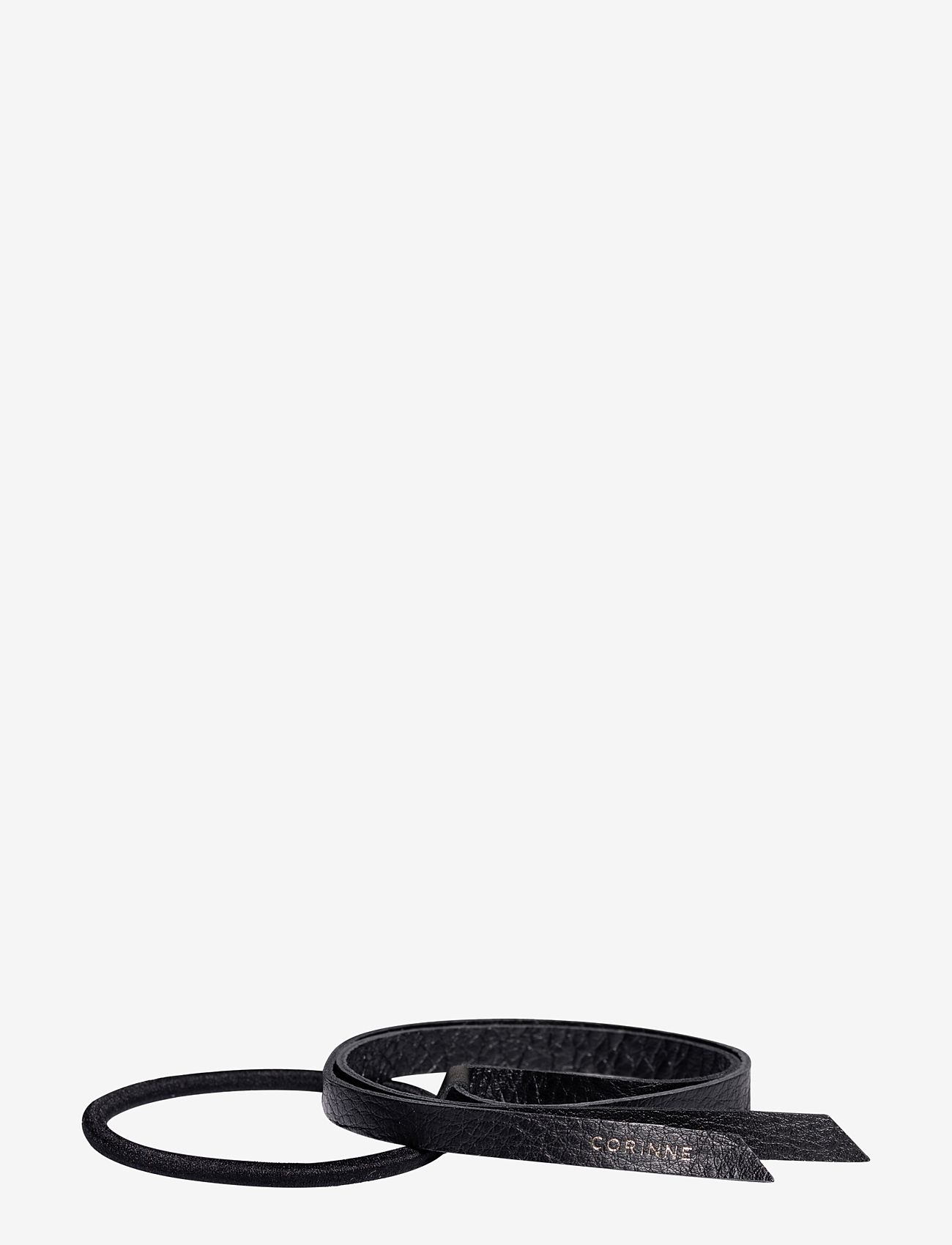Corinne - Leather Band Short Narrow - hårsnoddar - black - 0