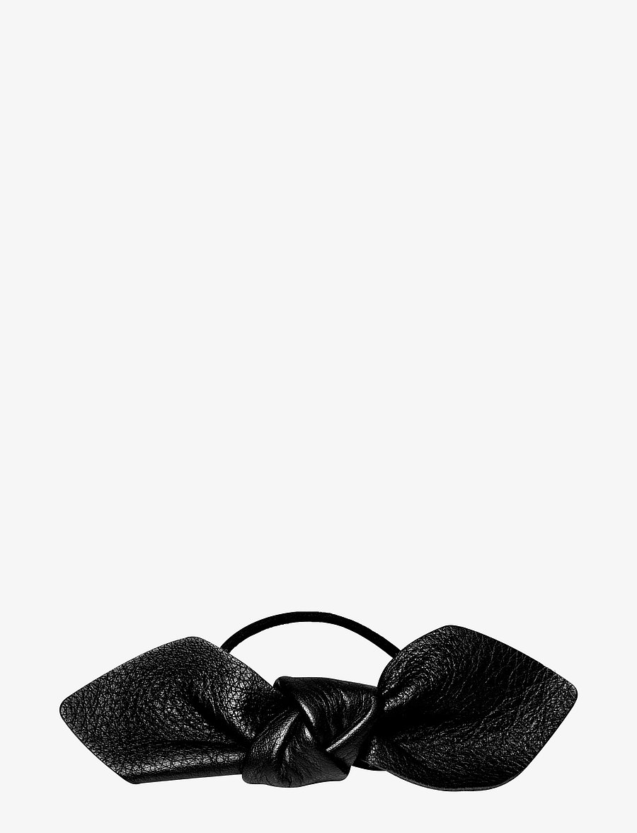 Corinne - Leather Bow Big Hair Tie - hårsnoddar och hårband - black - 1