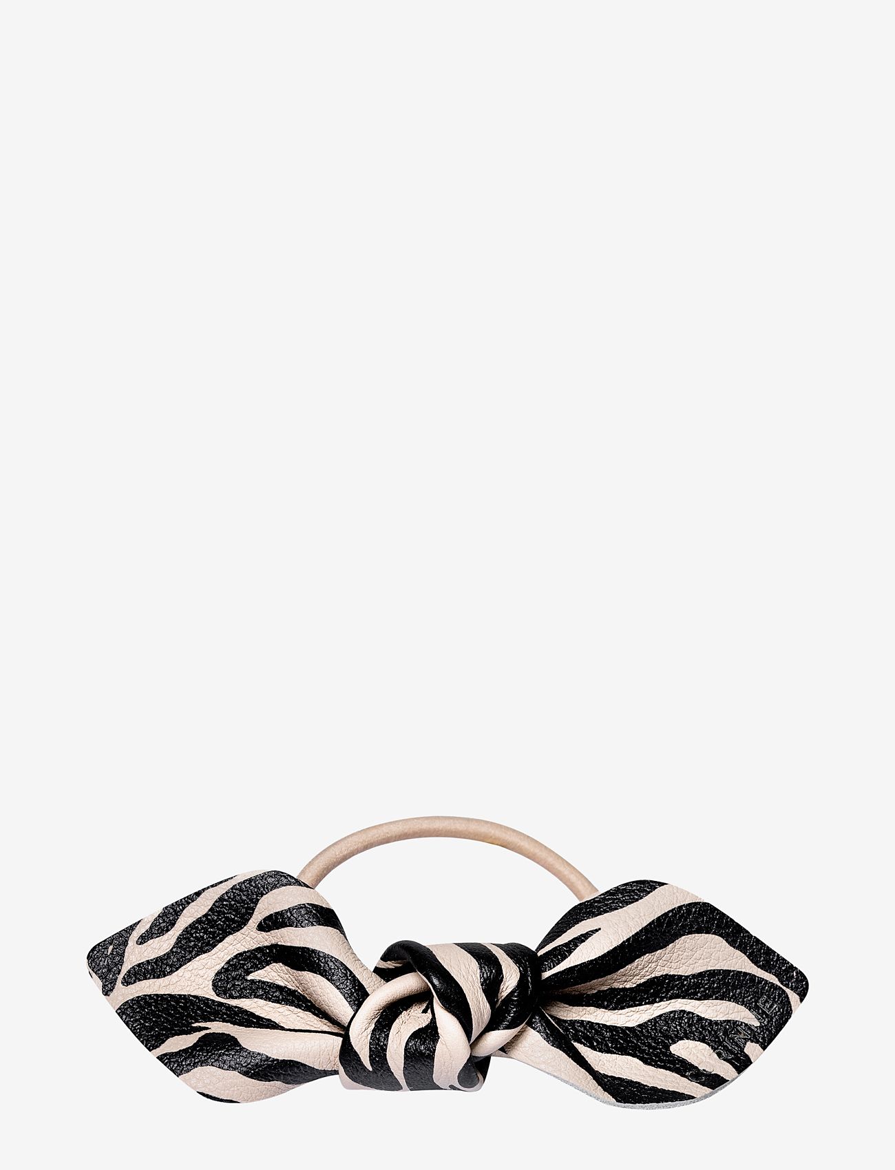Corinne - Leather Bow Big Hair Tie - hårsnoddar - zebra - 0