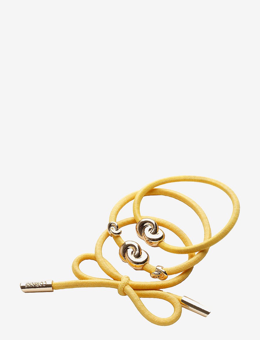Corinne - Hair Tie Metal (3 pcs) - krumputeygjur og hárteygjur - yellow - 0
