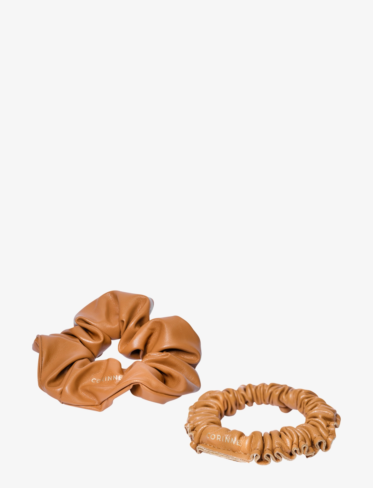 Corinne Vegan Scrunchie Big and Small 2-pack Camel - Corinne - CAMEL / brown