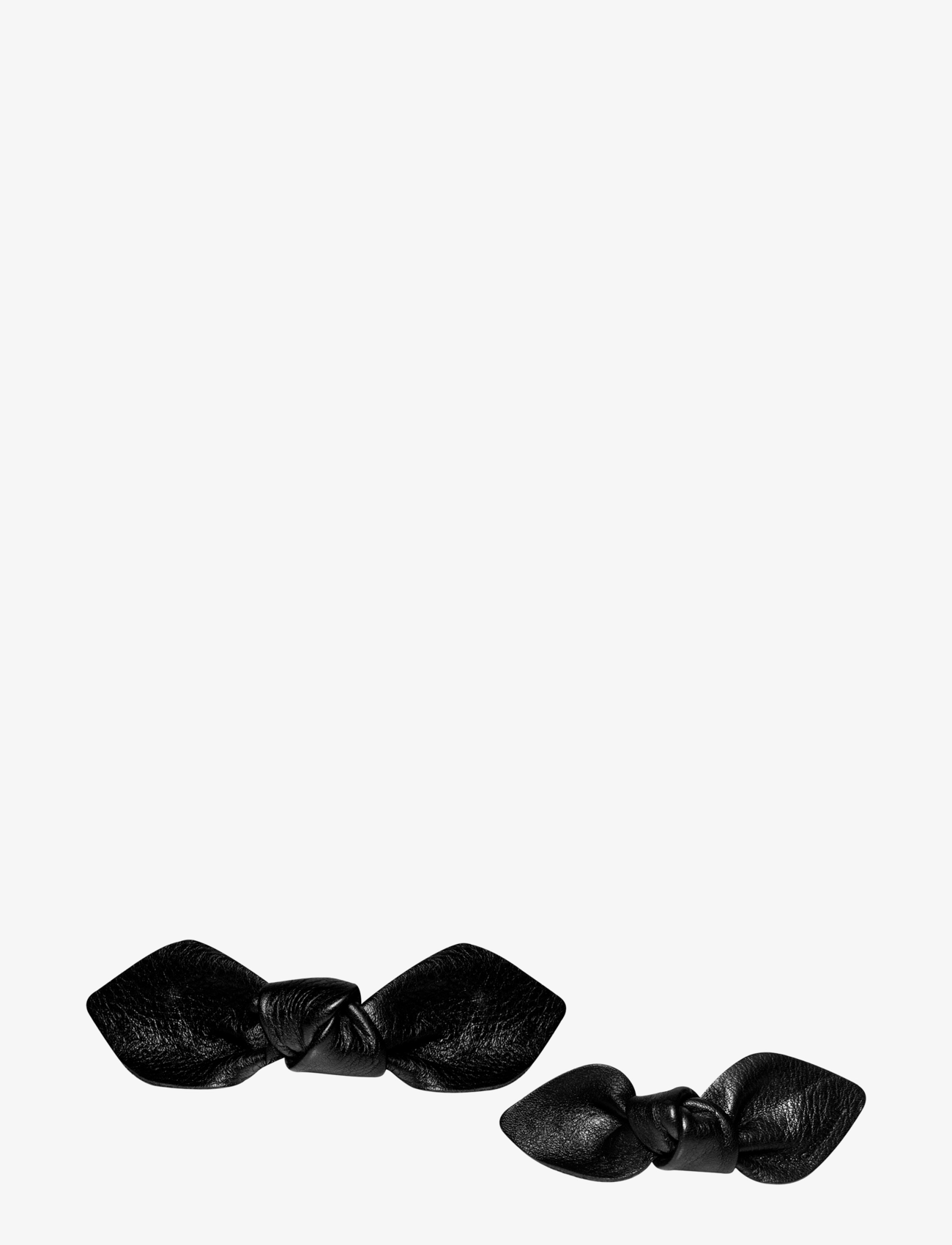 Corinne Leather Bow Hair Clip Big and Small 2pack - Festtøj - BLACK / black