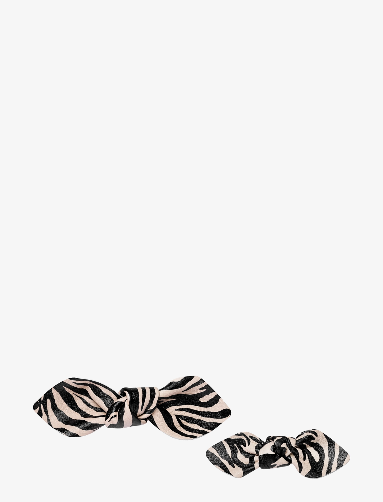 Corinne Leather Bow Hair Clip Big and Small 2-pack - Håraccessoarer - ZEBRA / multi