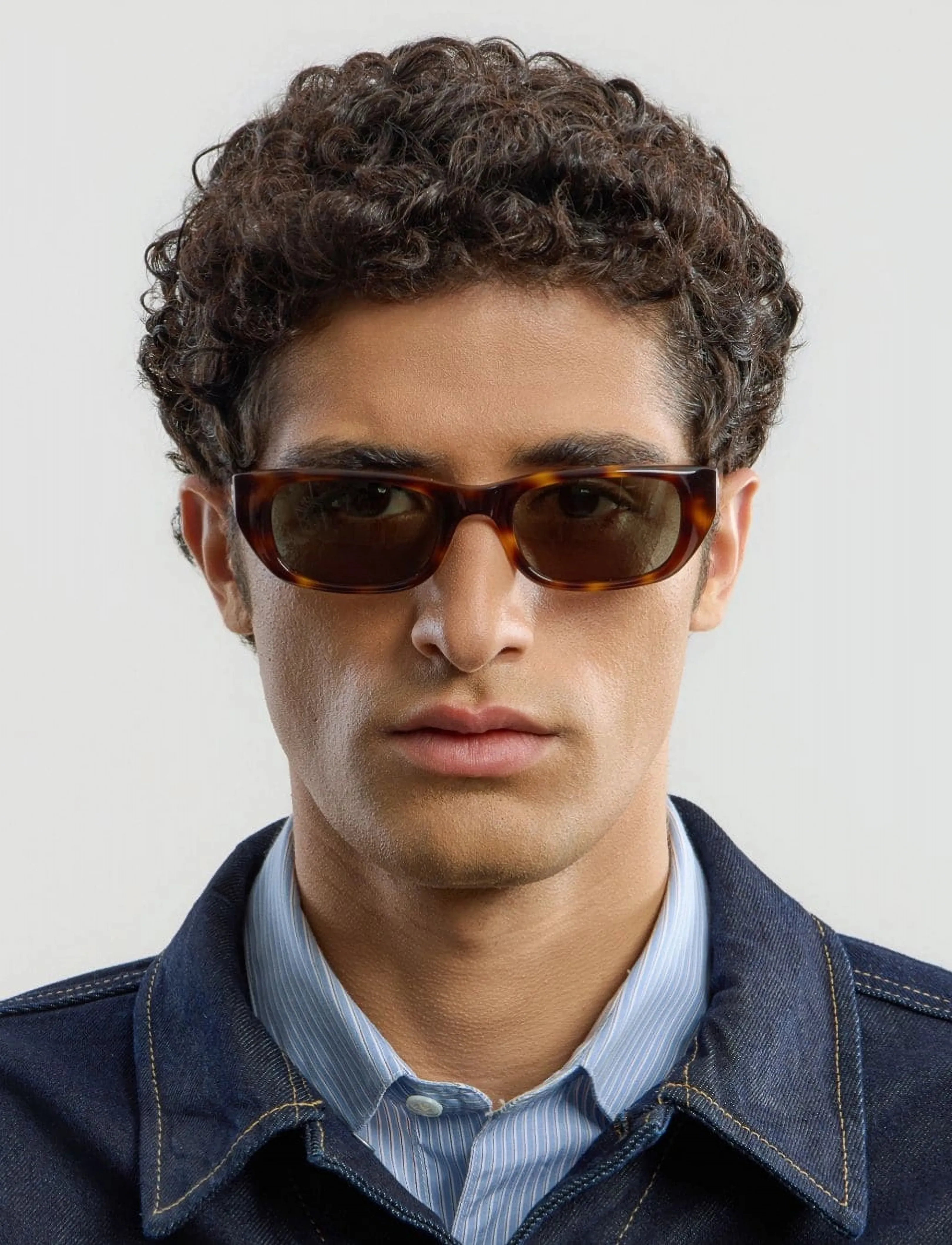 Corlin Eyewear Marcel Tortoise Green, Mænd, Rektangulære Solbriller, Brun, Str: ONE SIZE