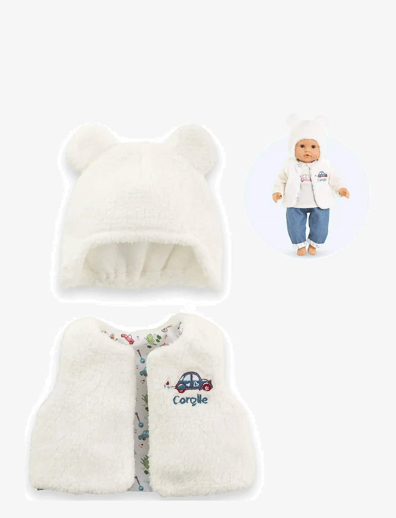 Corolle - Corolle Doll Clothes Hat and Vest, 30 cm - puppenbekleidung - ecru - 1