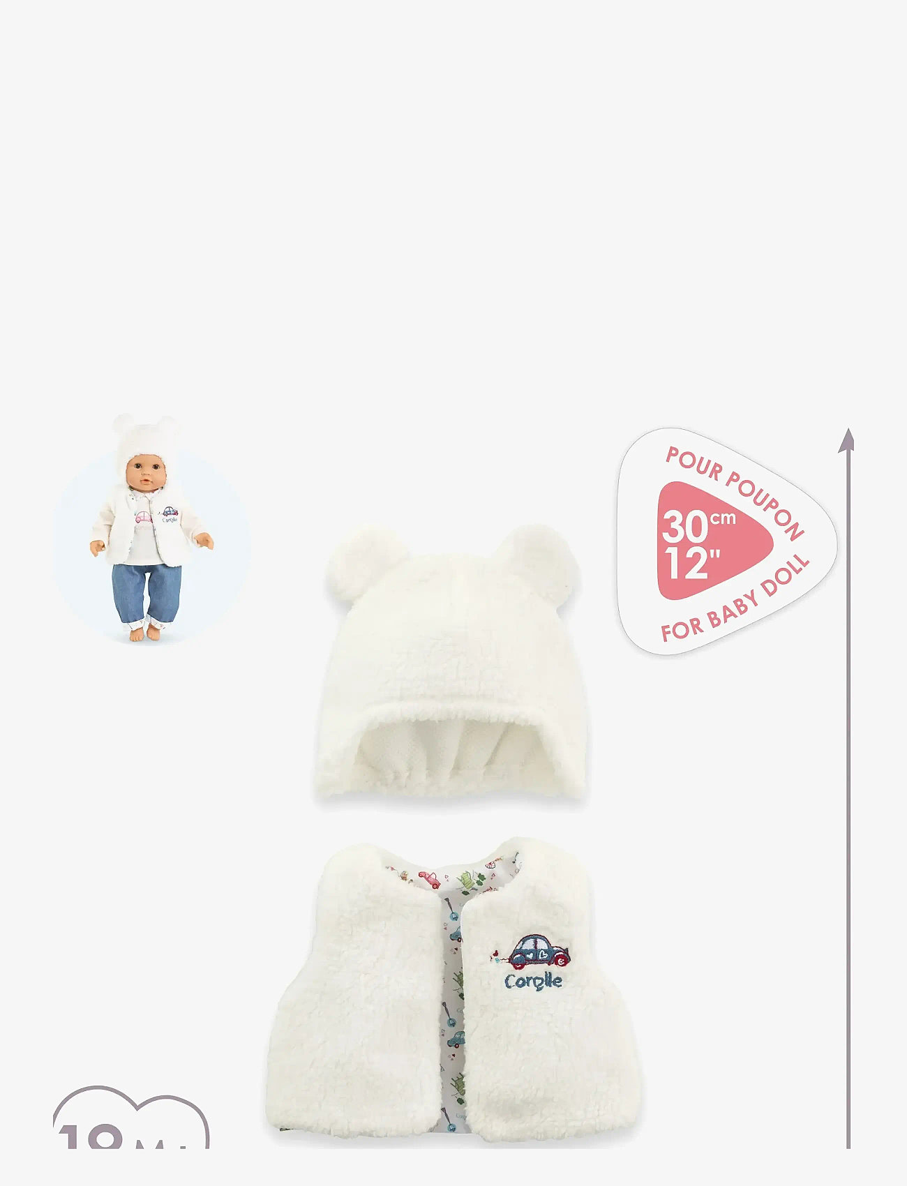 Corolle - Corolle Doll Clothes Hat and Vest, 30 cm - puppenbekleidung - ecru - 4