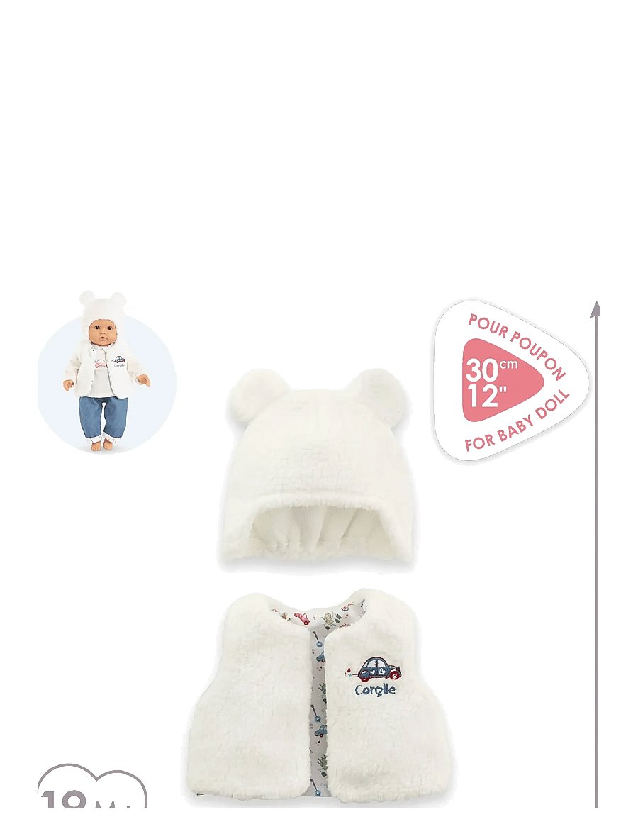 Corolle - Corolle Doll Clothes Hat and Vest, 30 cm - puppenbekleidung - ecru - 3