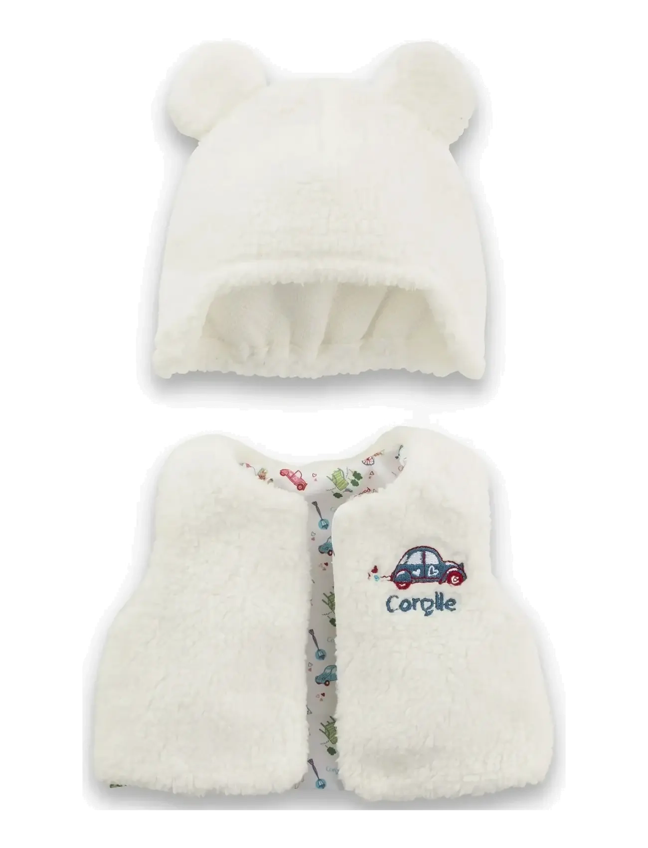 Corolle - Corolle Doll Clothes Hat and Vest, 30 cm - dukketøj - ecru - 5
