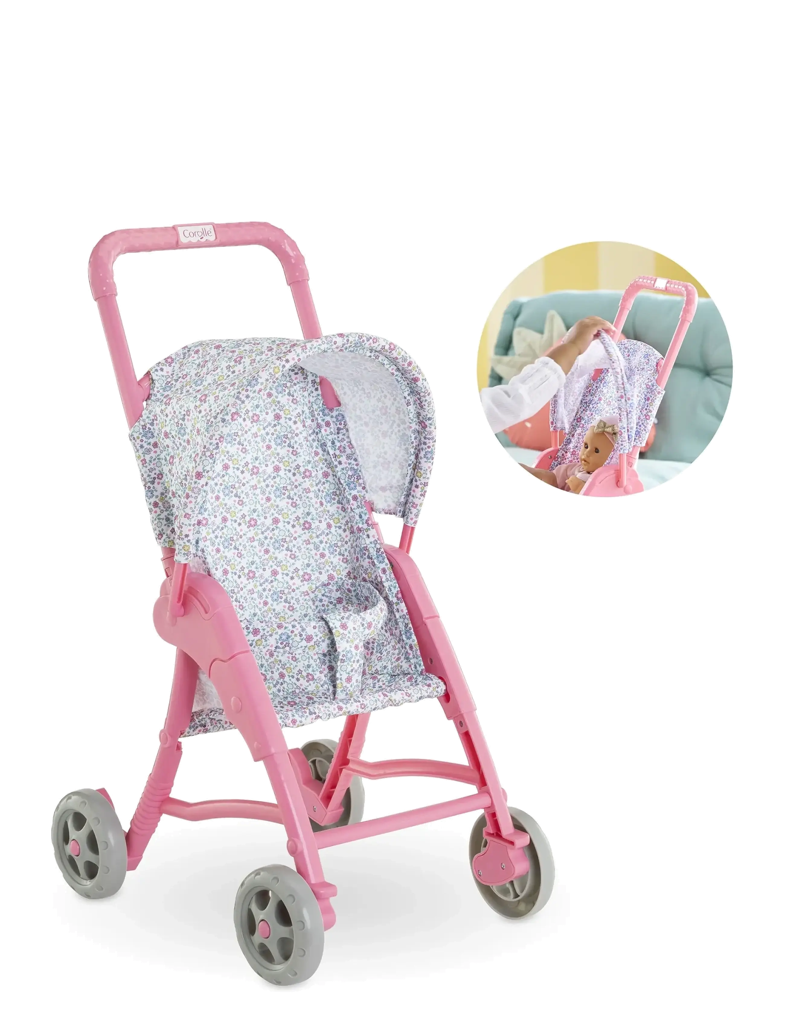 Corolle Corolle Doll Stroller, Pink & Blue Floral - Kampagne - PINK / pink/rose