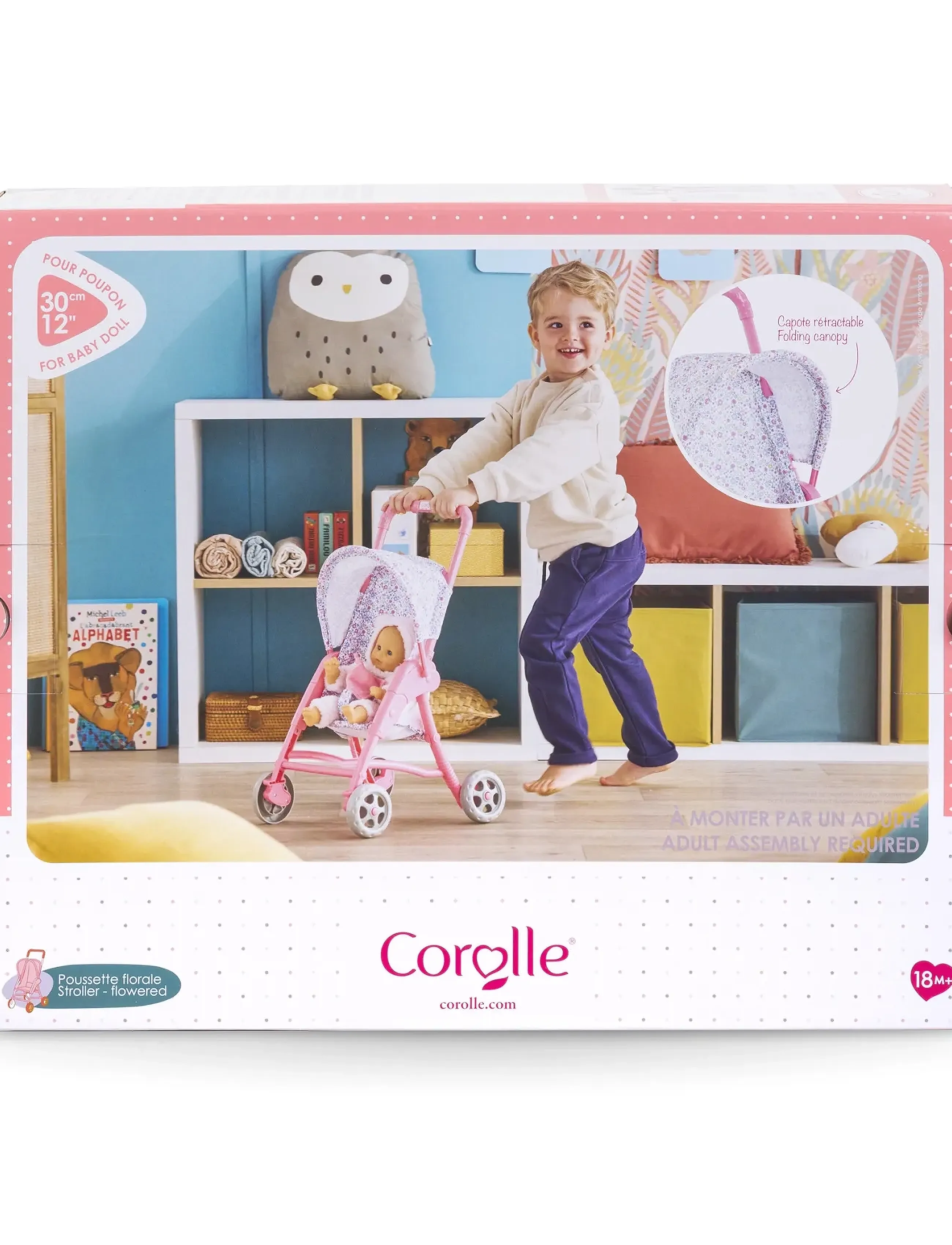 Corolle Doll Stroller, Pink & Blue Floral, One Size, Dolls Accessories, Rosa - Trolleys, Kinder
