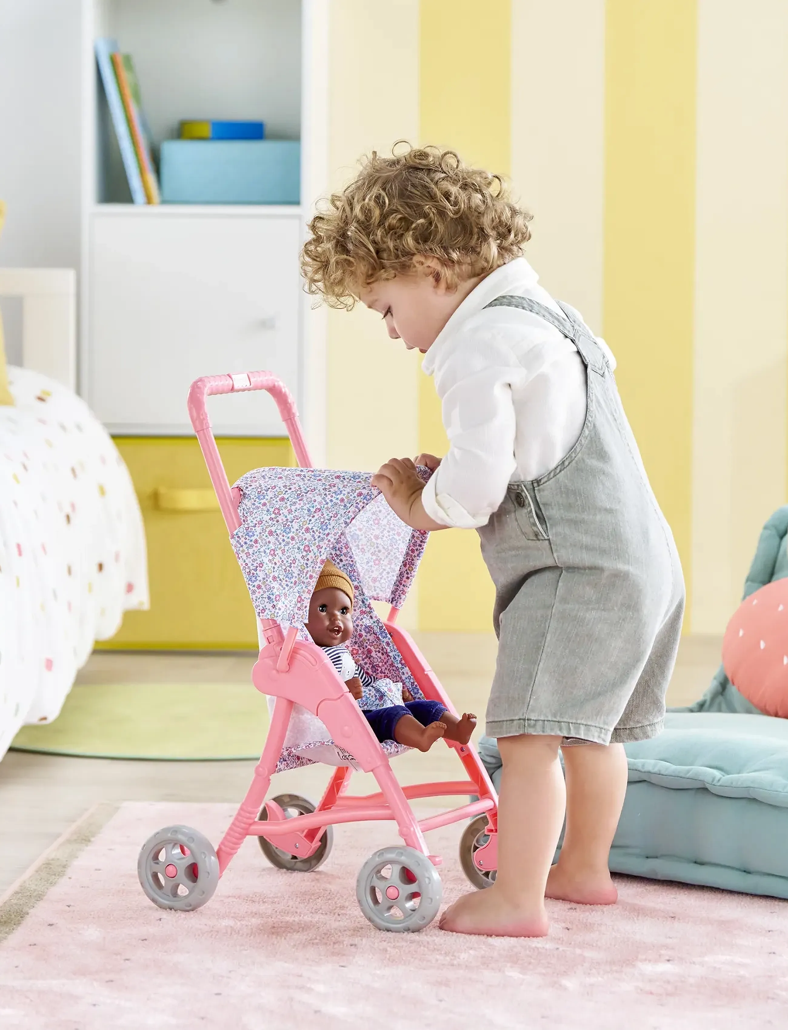 Corolle - Corolle Doll Stroller, Pink & Blue Floral - nuken vaunut - pink - 2