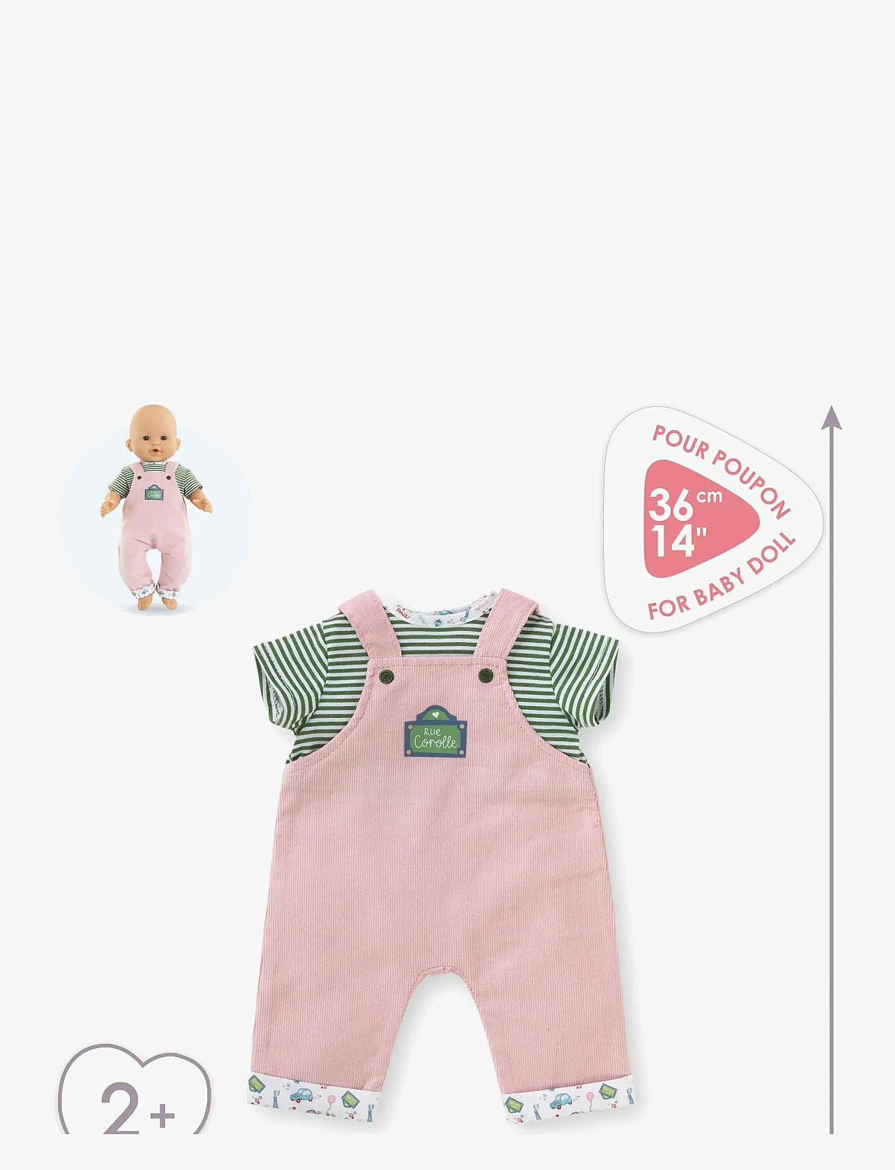 Corolle - Corolle Doll Clothes Overalls with Top, 36 cm - puppenbekleidung - pink - 5