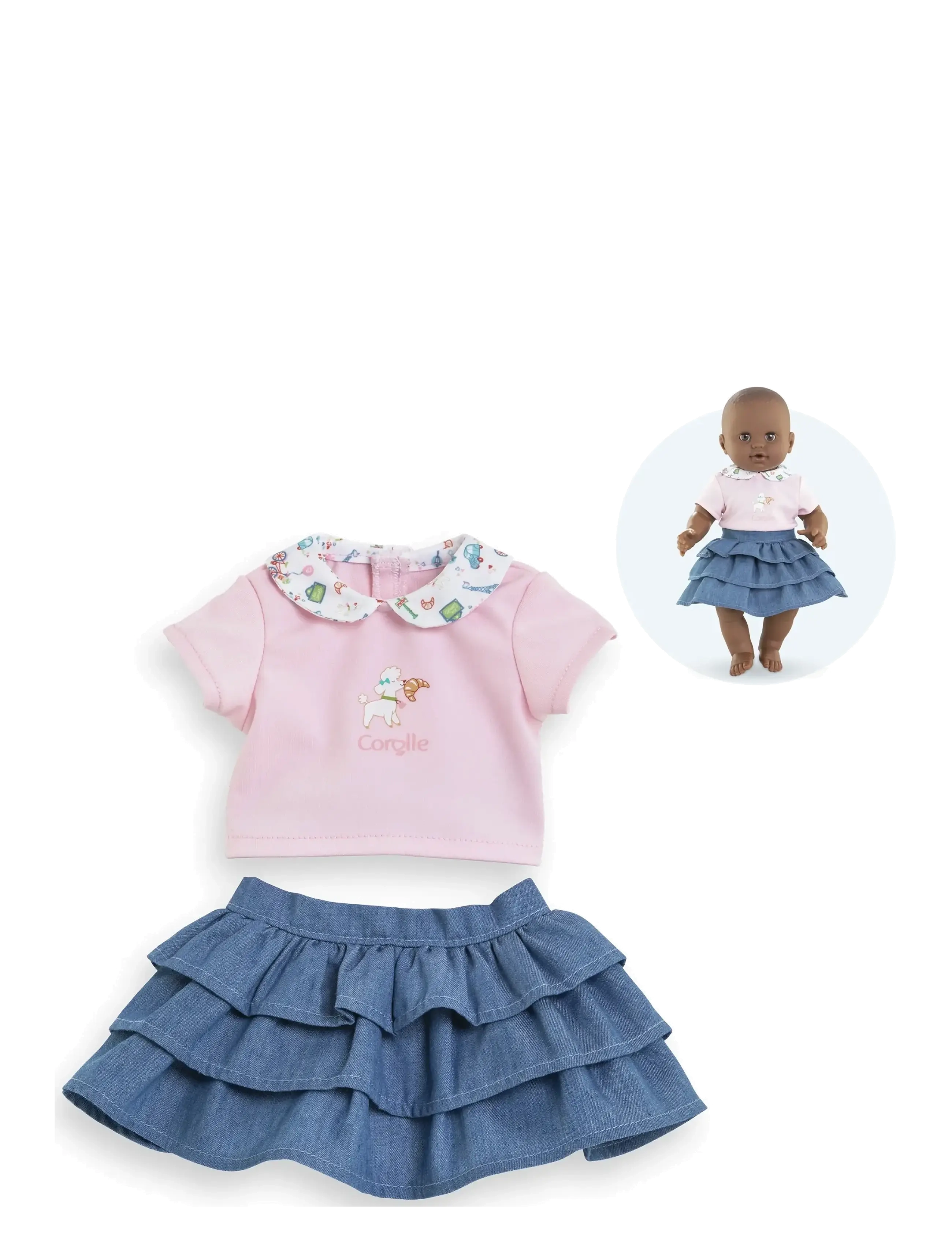 Corolle - Corolle Doll Clothes Ruffle Skirt with Top, 36 cm - dukketøj - pink - 2