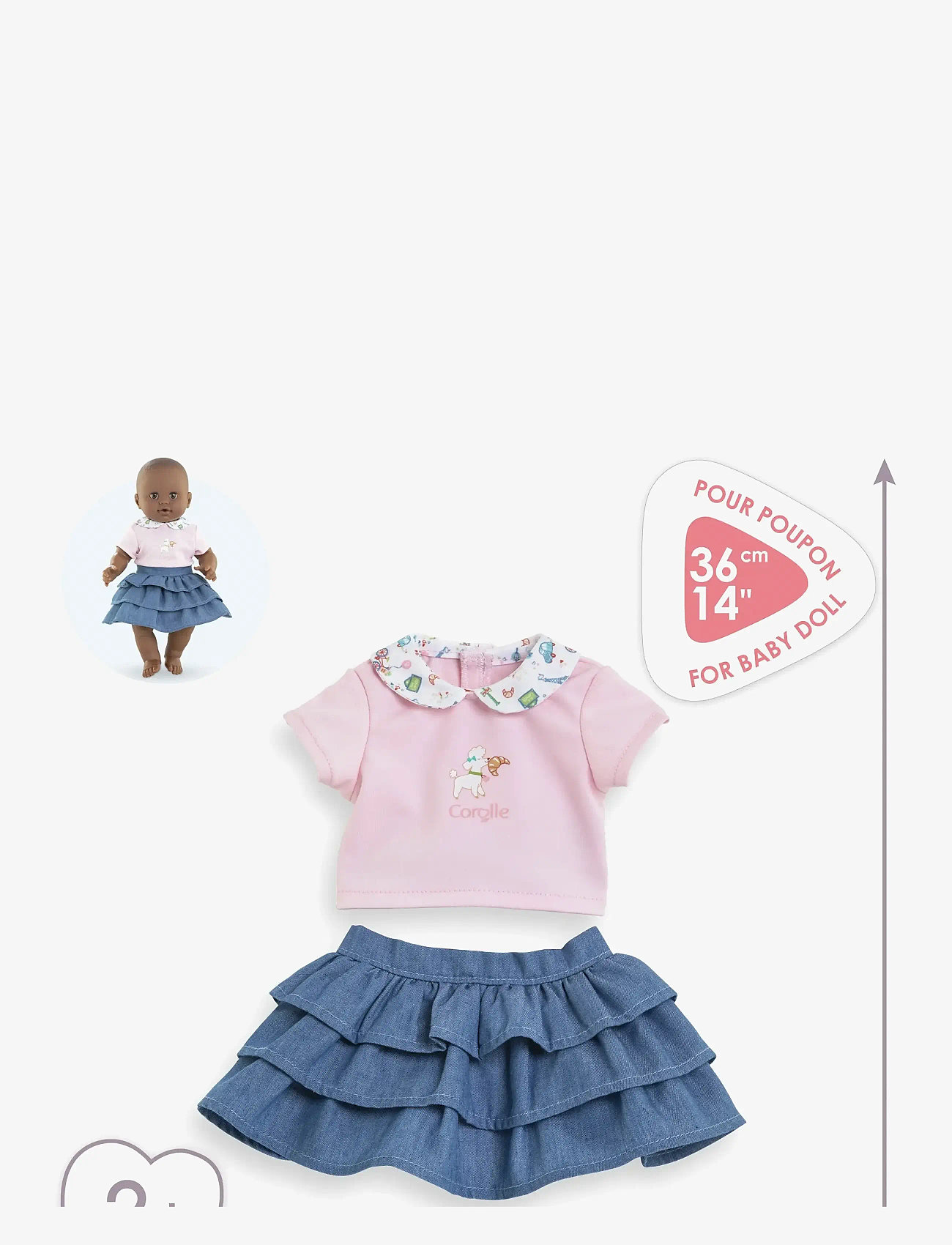 Corolle - Corolle Doll Clothes Ruffle Skirt with Top, 36 cm - doll clothes - pink - 4