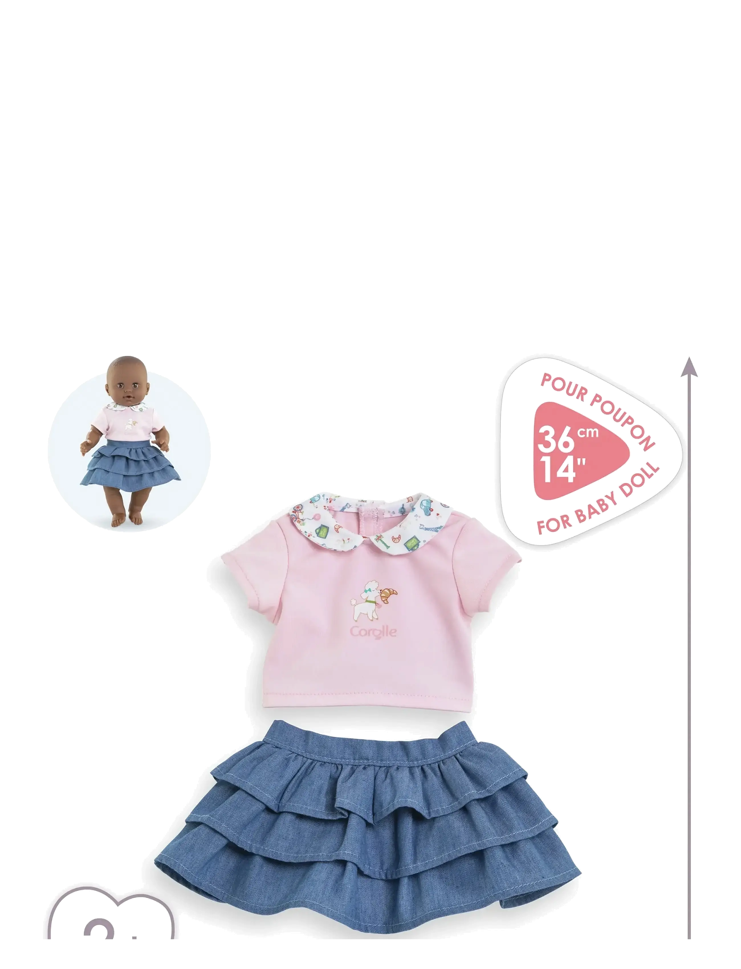 Corolle - Corolle Doll Clothes Ruffle Skirt with Top, 36 cm - dukketøj - pink - 4