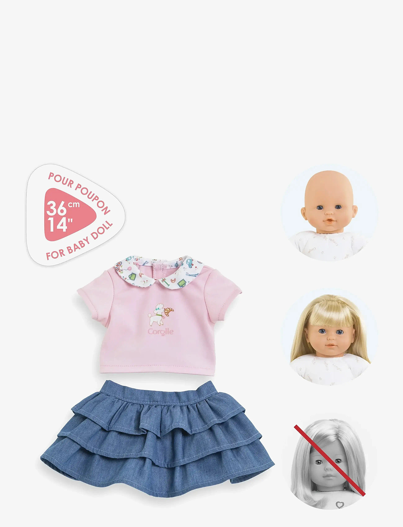 Corolle - Corolle Doll Clothes Ruffle Skirt with Top, 36 cm - doll clothes - pink - 5