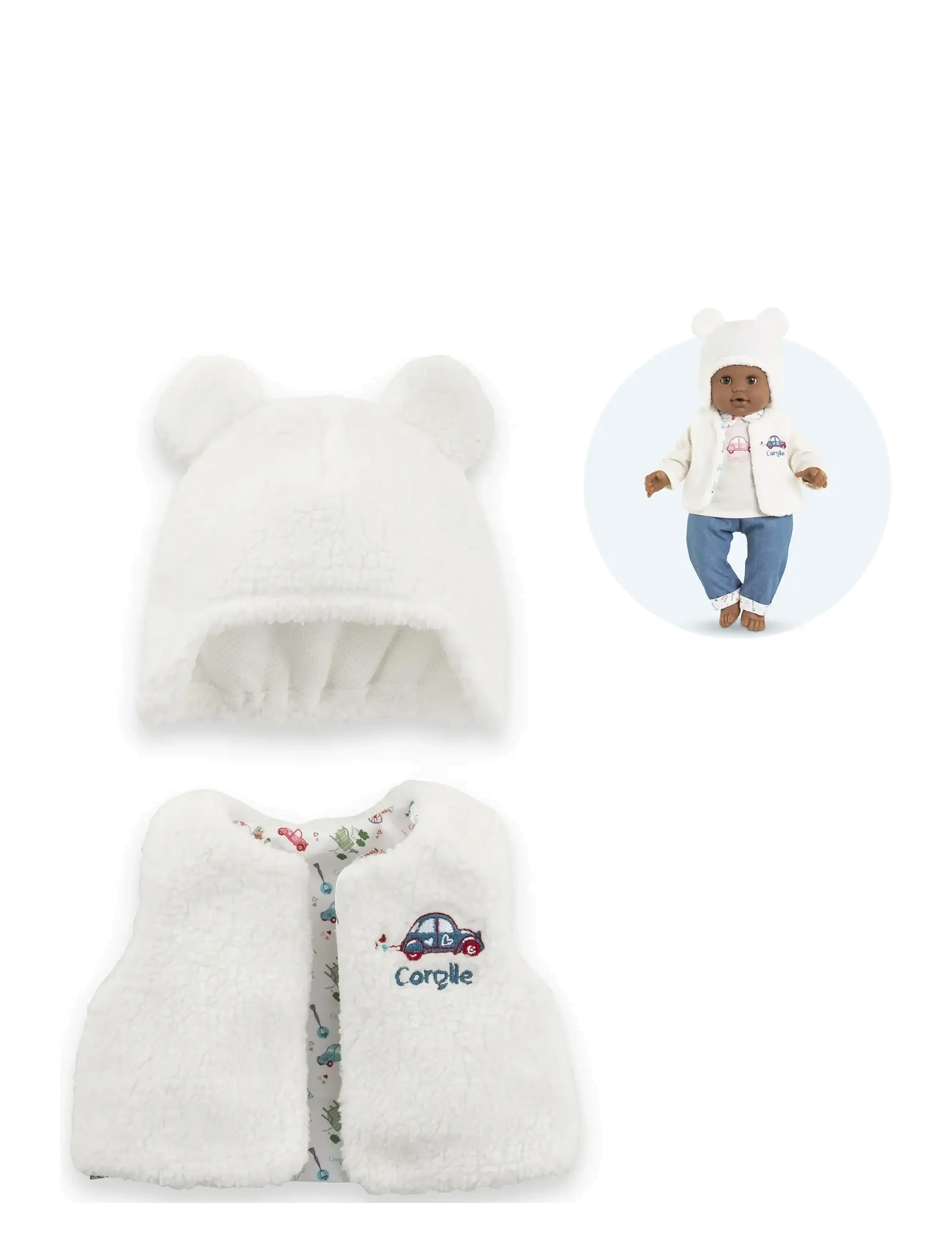 Corolle Corolle Doll Clothes Hat and Vest, 36 cm - Kampagne - BLUE / white