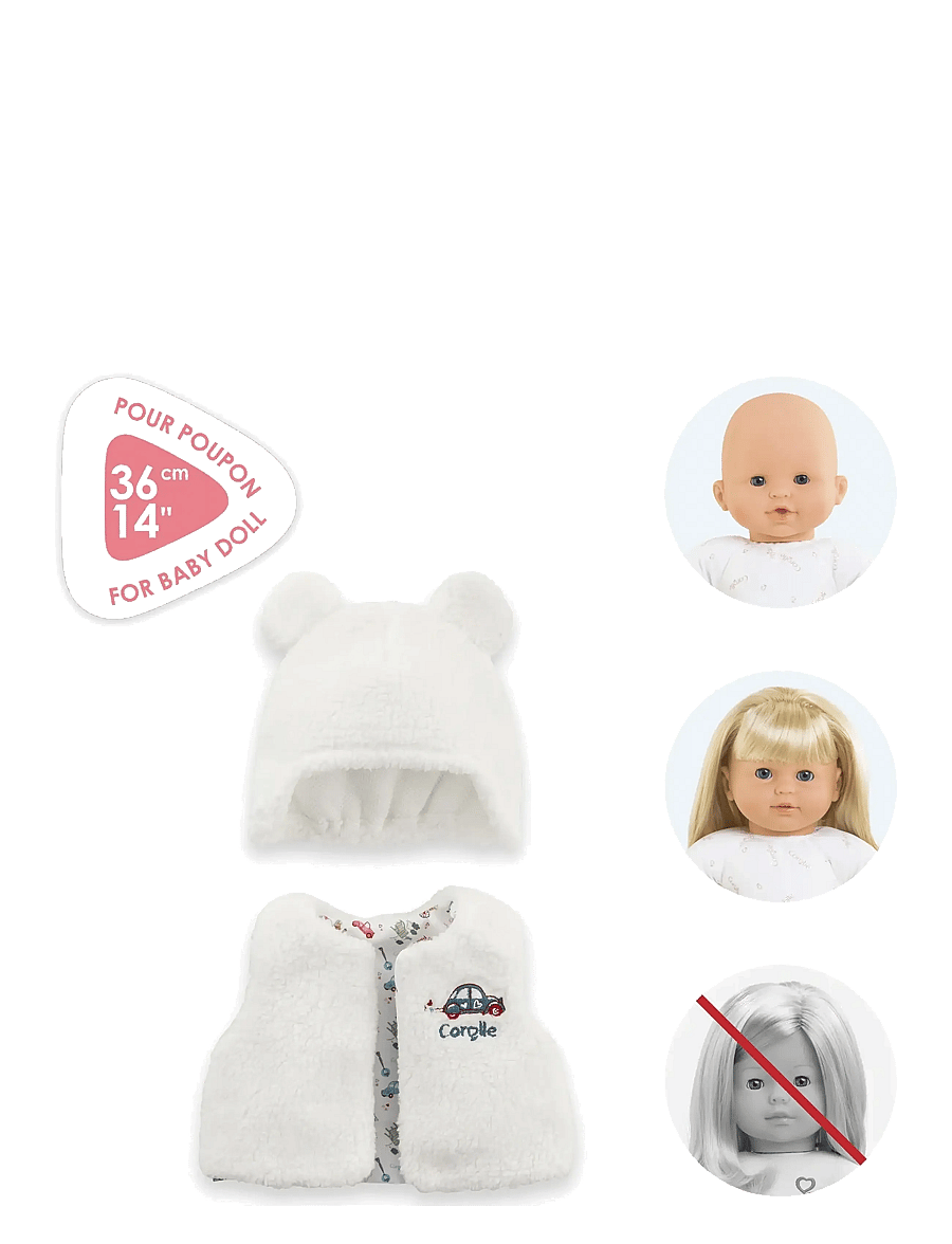 Corolle - Corolle Doll Clothes Hat and Vest, 36 cm - dukketøj - blue - 4