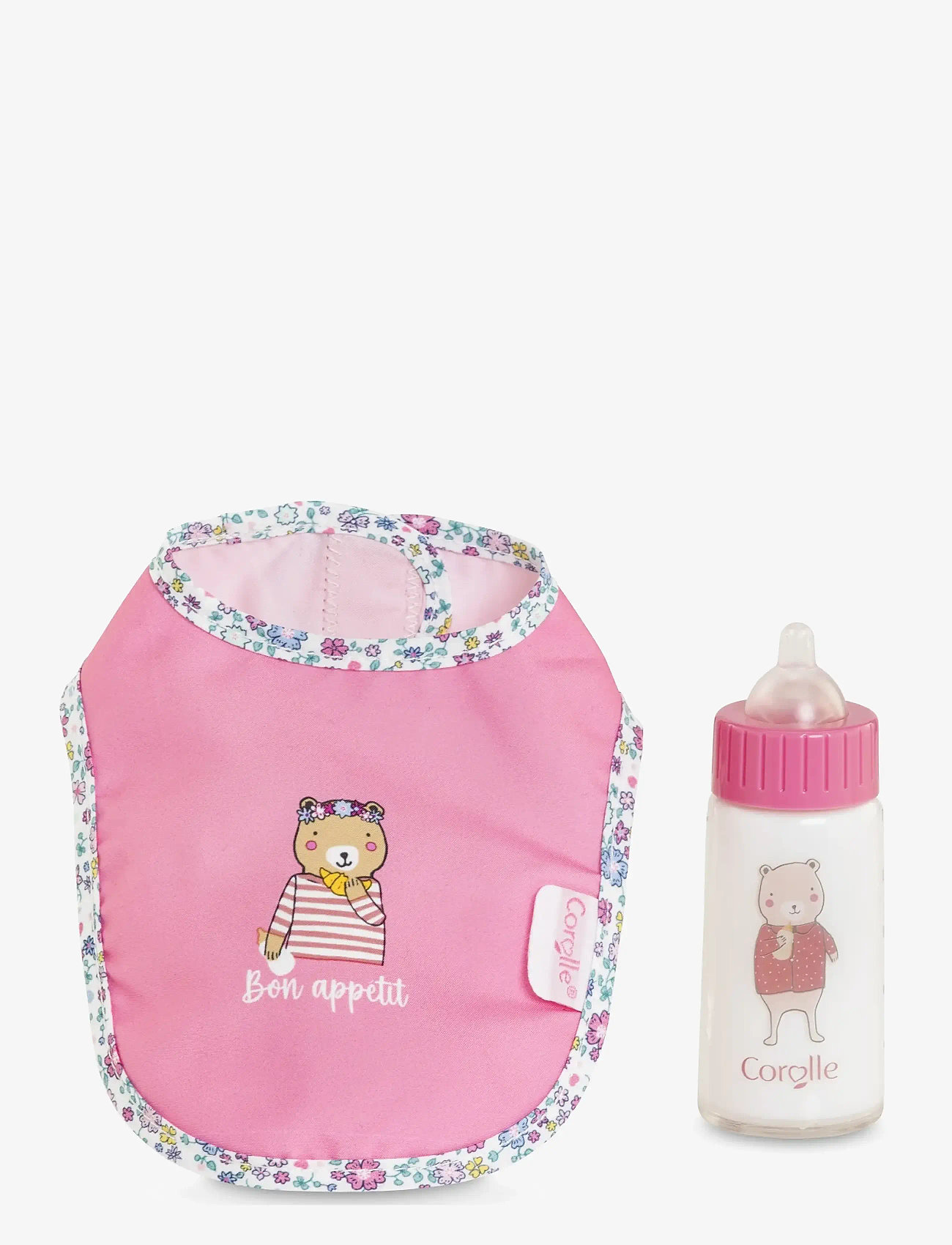 Corolle - Corolle Doll Accessories Bib + Baby Bottle - dukketilbehør - pink - 2