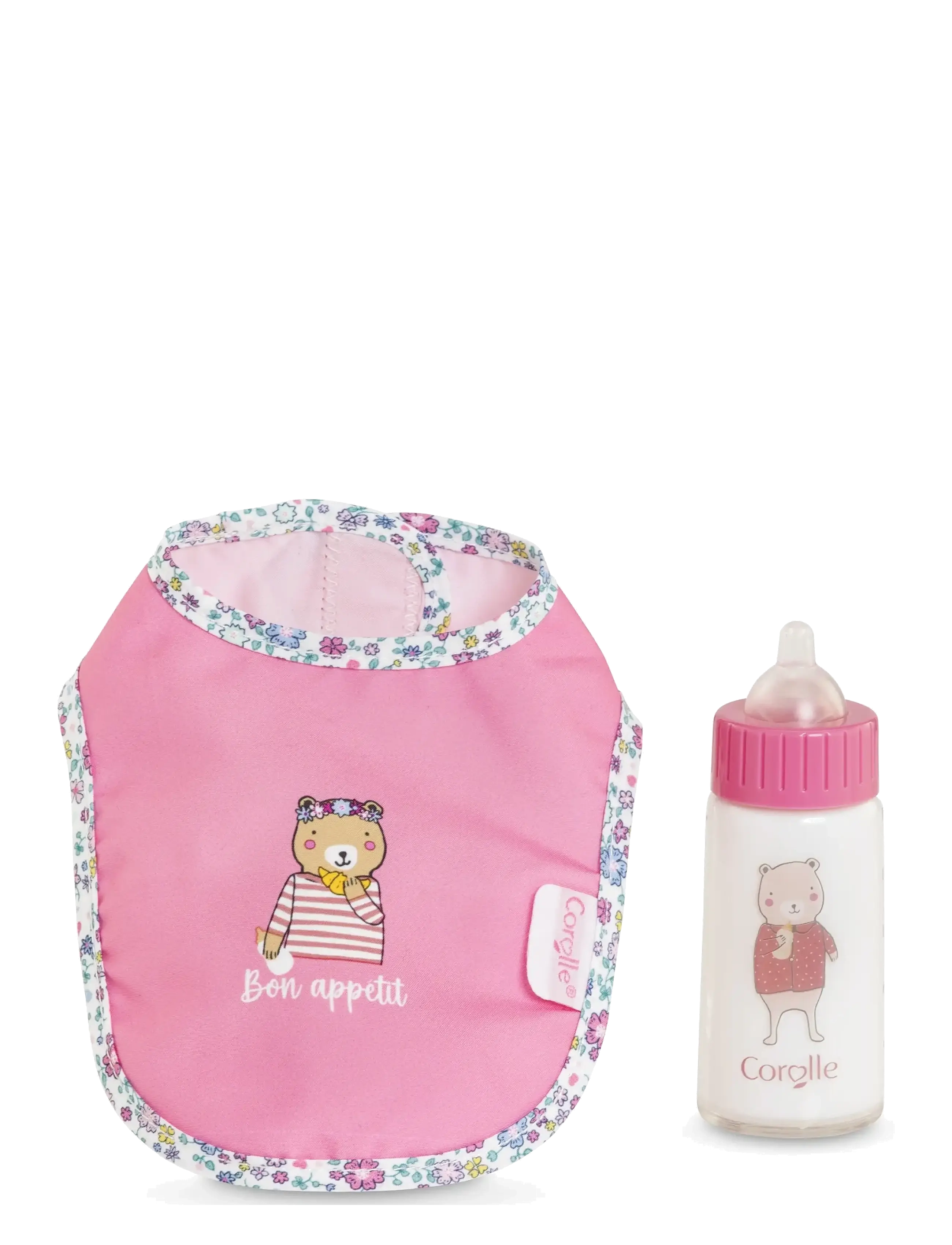 Corolle - Corolle Doll Accessories Bib + Baby Bottle - puppen-zubehör - pink - 2