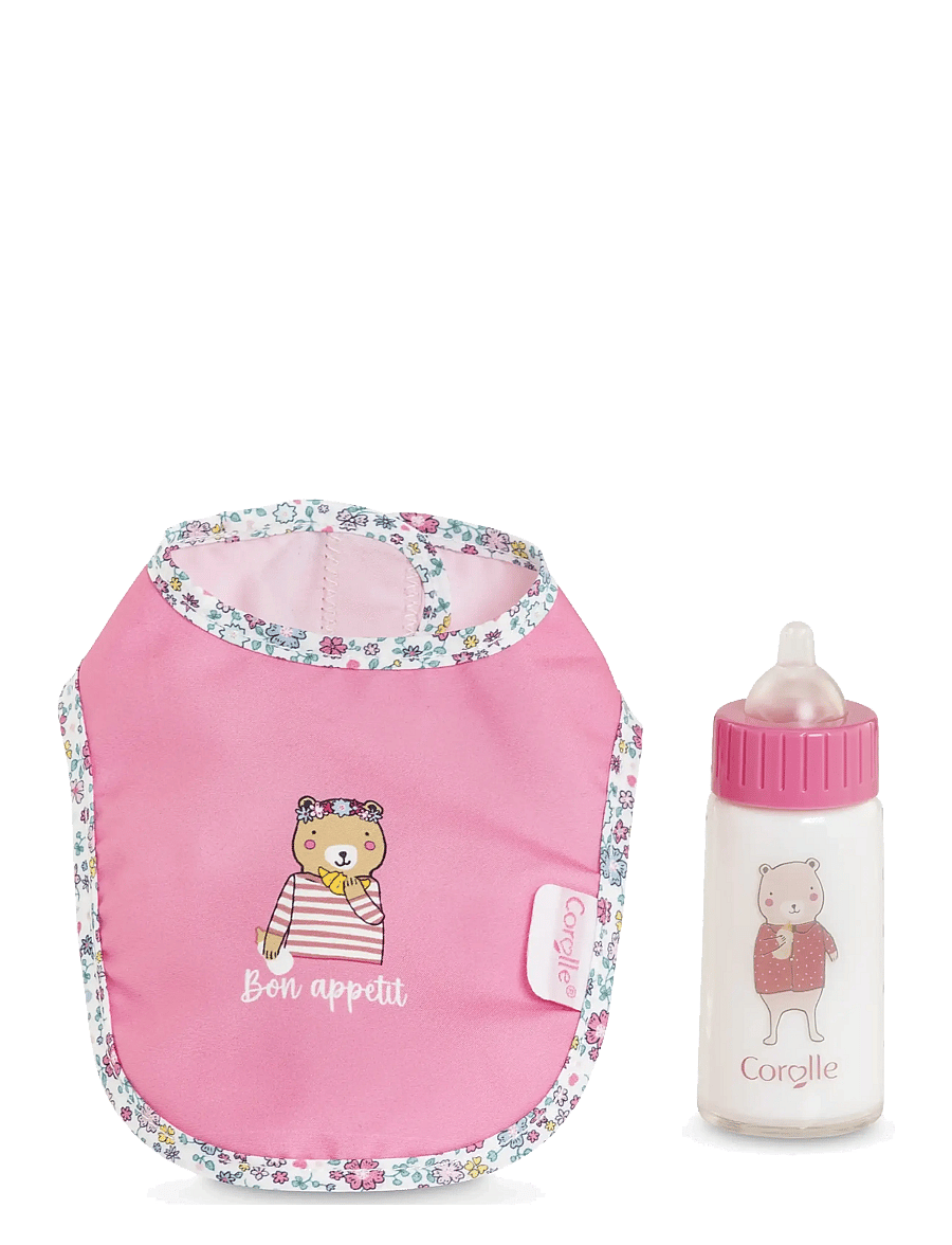 Corolle - Corolle Doll Accessories Bib + Baby Bottle - nukutarvikud - pink - 2