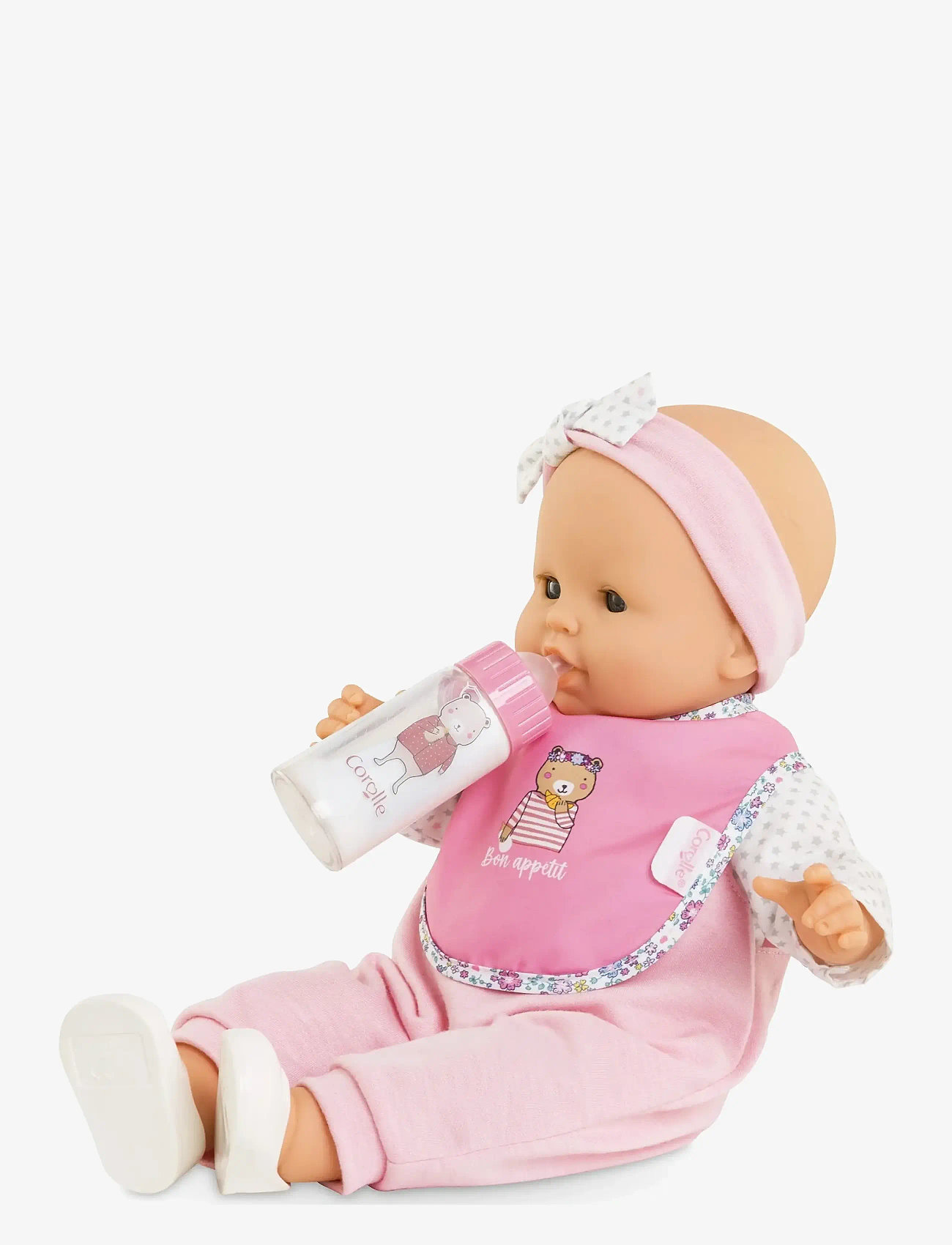 Corolle - Corolle Doll Accessories Bib + Baby Bottle - dukketilbehør - pink - 3