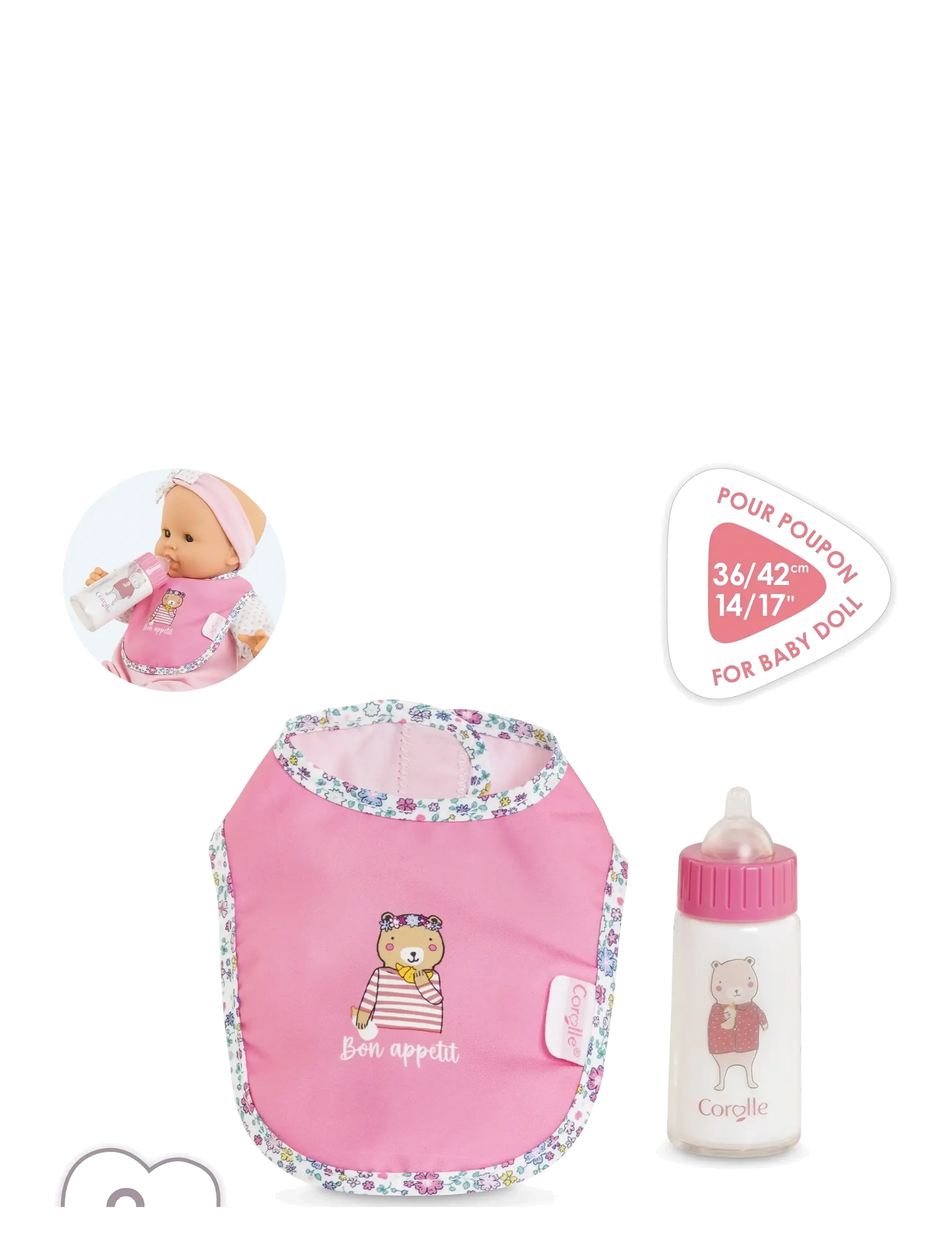 Corolle - Corolle Doll Accessories Bib + Baby Bottle - puppen-zubehör - pink - 5
