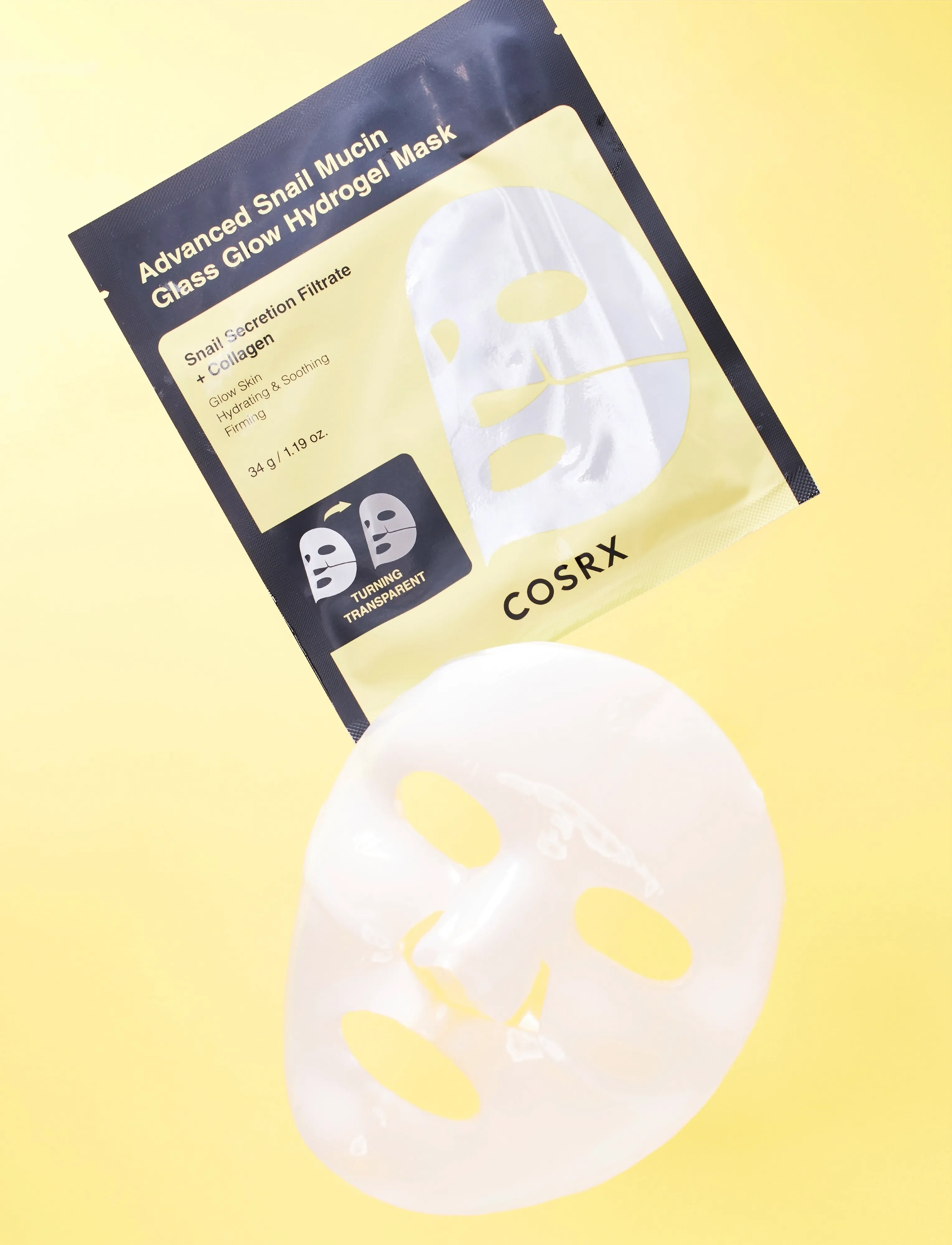 COSRX Cosrx Advanced Snail Mucin Glass Glow Hydrogel Mask 34 G X 3 Ea, 3 PCS, Nude, Masker > Sheetmask, Dame