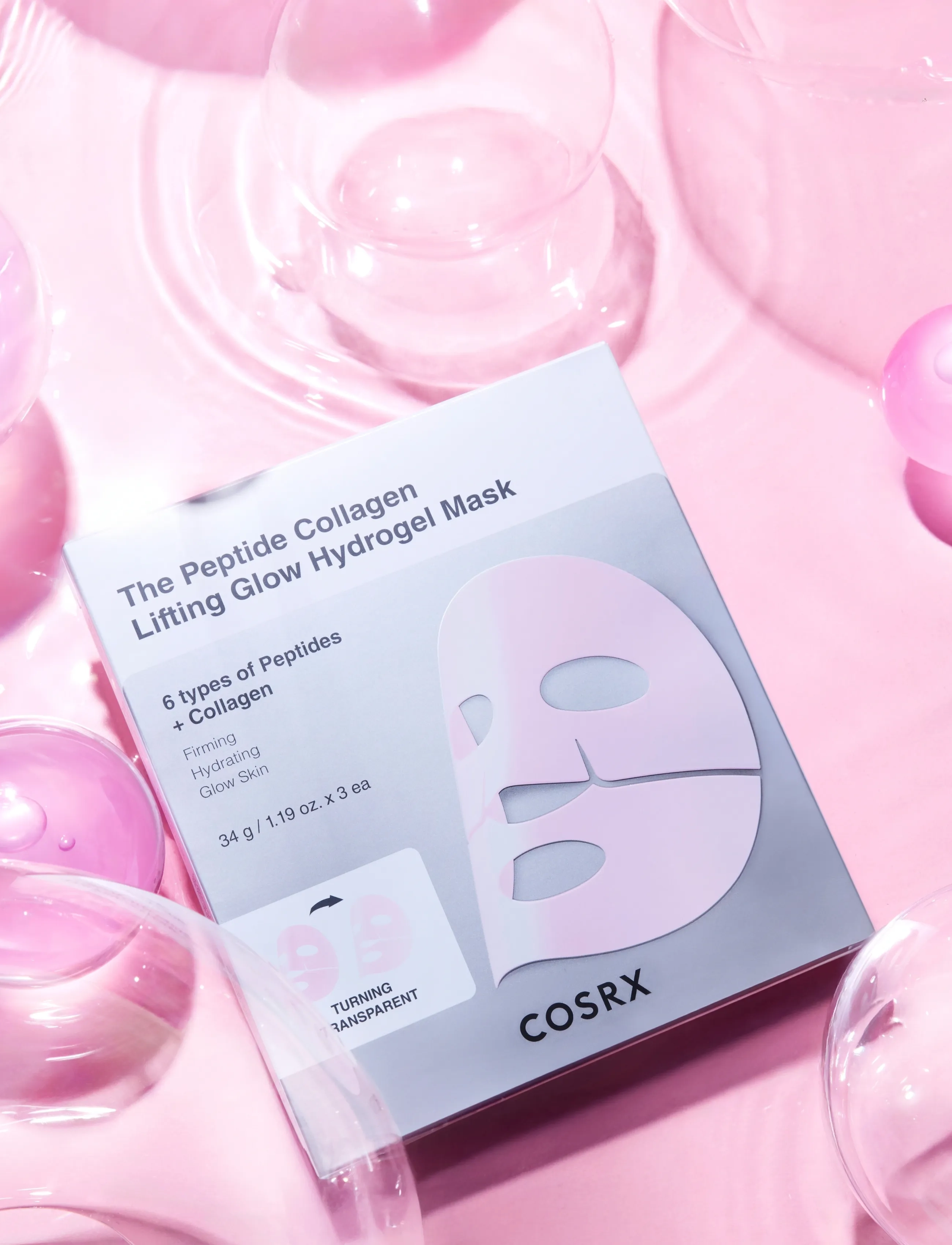 COSRX - COSRX The Peptide Collagen Lifting Glow Hydrogel Mask 3ea - clear - 2