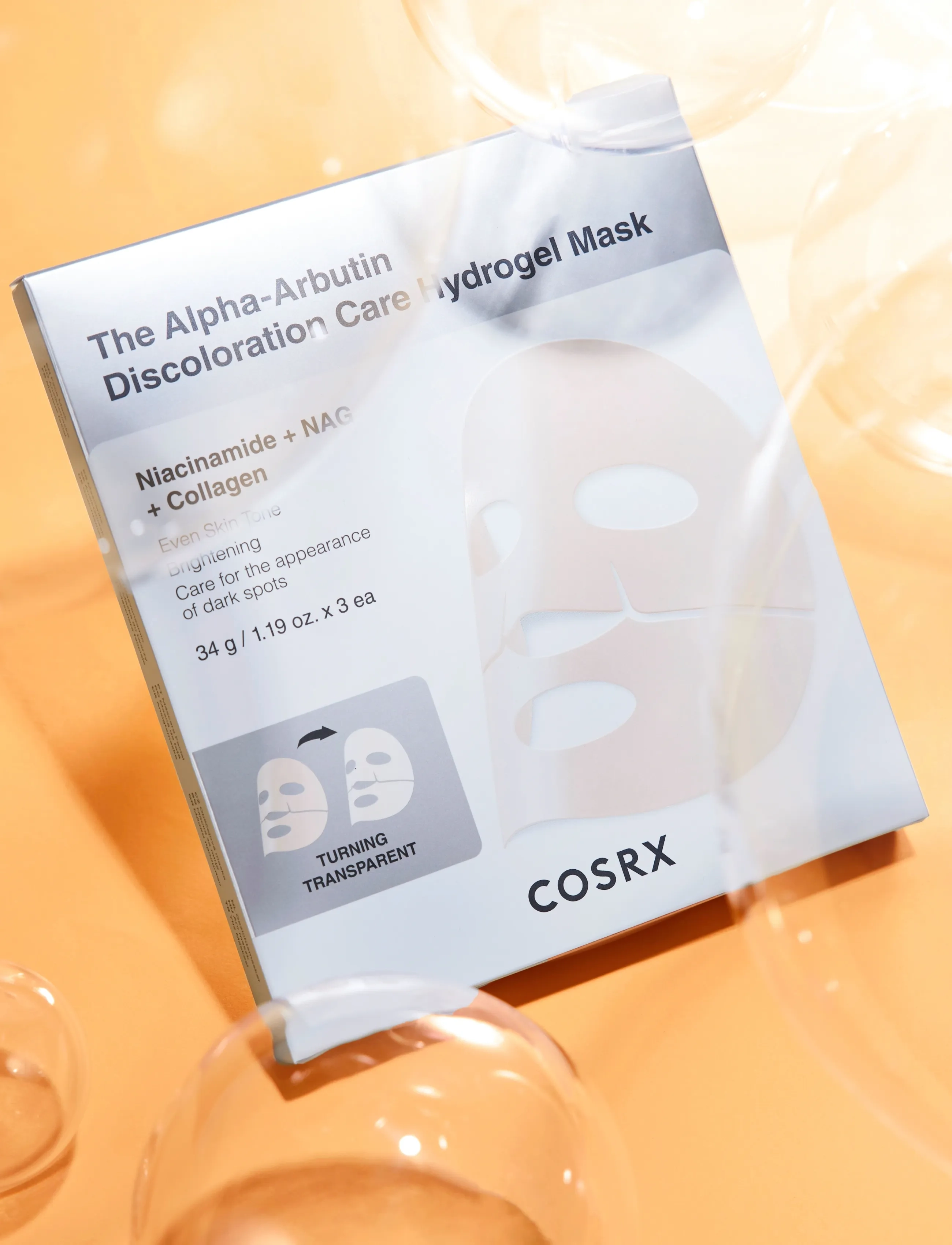 COSRX Cosrx The Alpha-Arbutin Discoloration Care Hydrogel Mask 3Ea, 3 PCS, Nude, Masker > Sheetmask, Dame