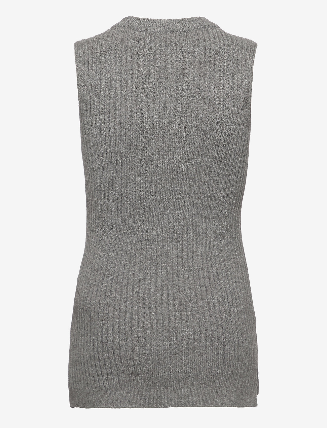 Costbart - CBPenny Long Knitted Slipover - västar - grey melange - 1