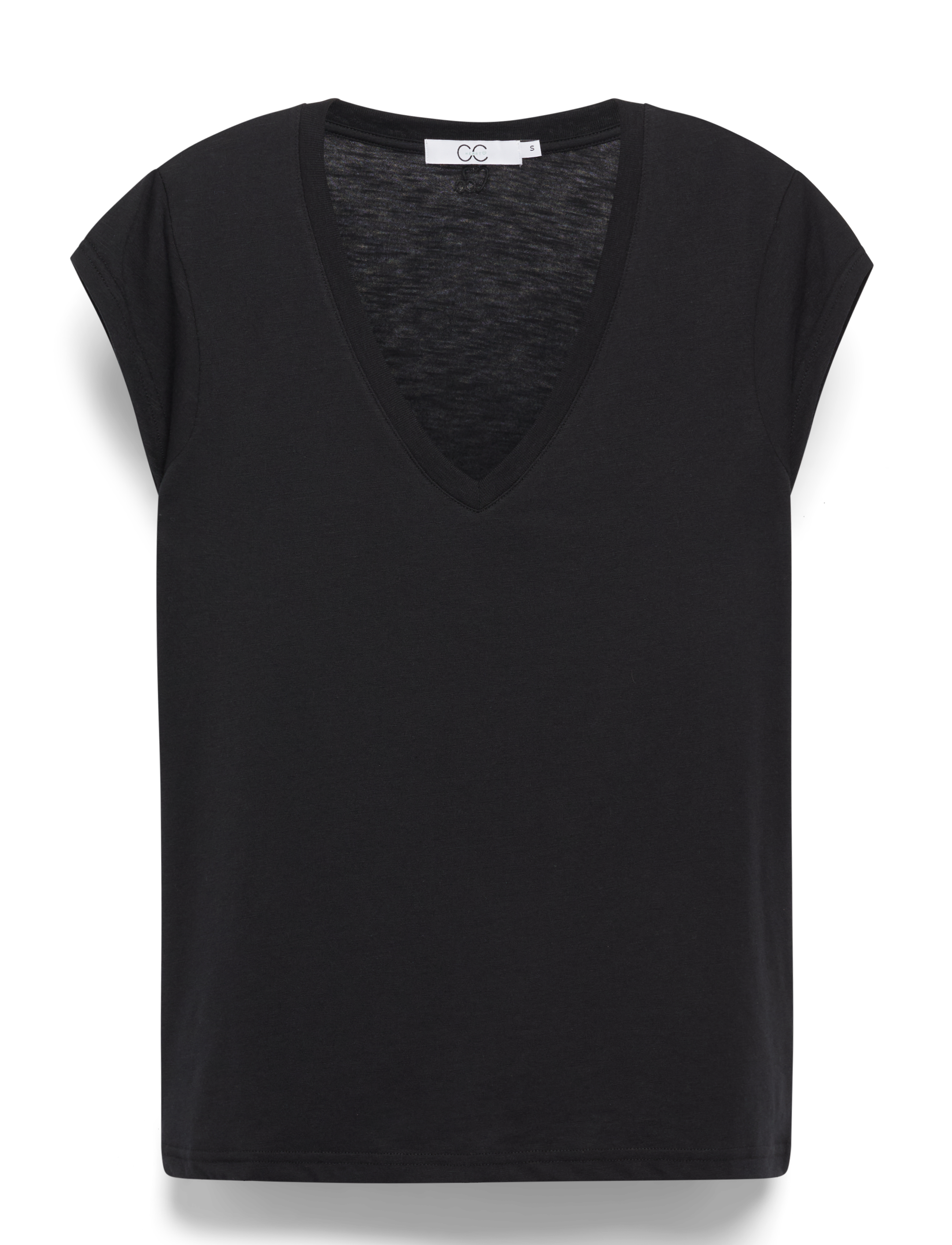 Coster Copenhagen Cc Heart Basic V-Neck T-Shirt, XS, Black, T-Shirts & Toppe > Kortærmede, Dame