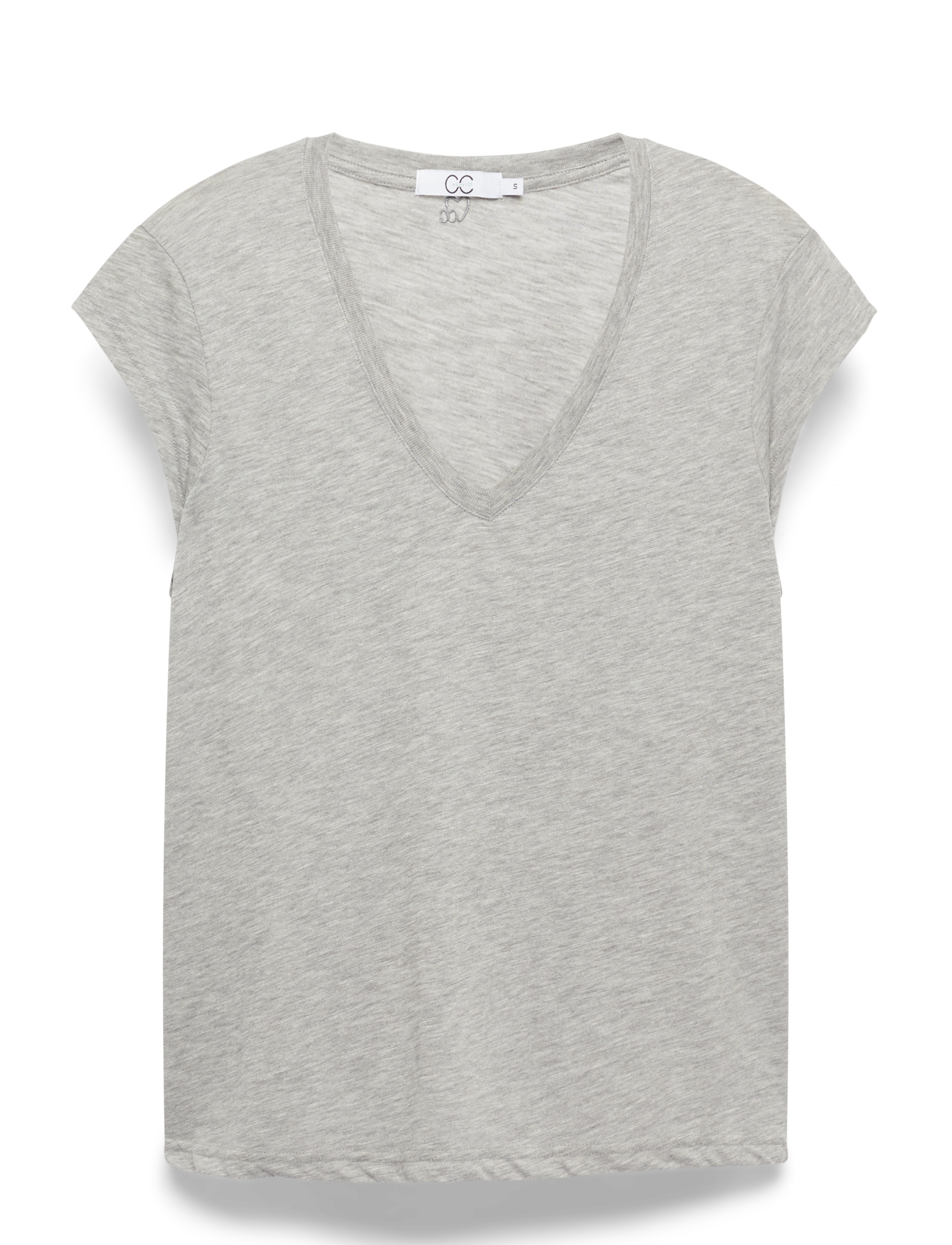 Coster Copenhagen Cc Heart Basic V-Neck T-Shirt, S, Grey, T-Shirts & Toppe > Kortærmede, Dame