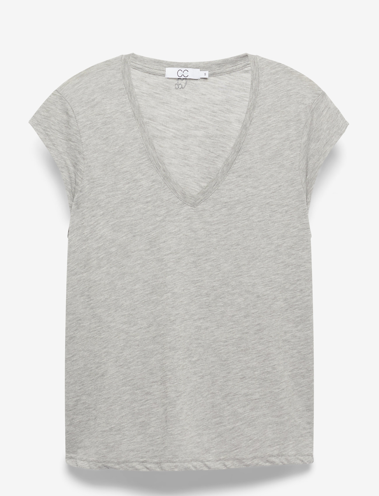 Coster Copenhagen - CC Heart basic v-neck t-shirt - höstkläder - light grey melange - 0