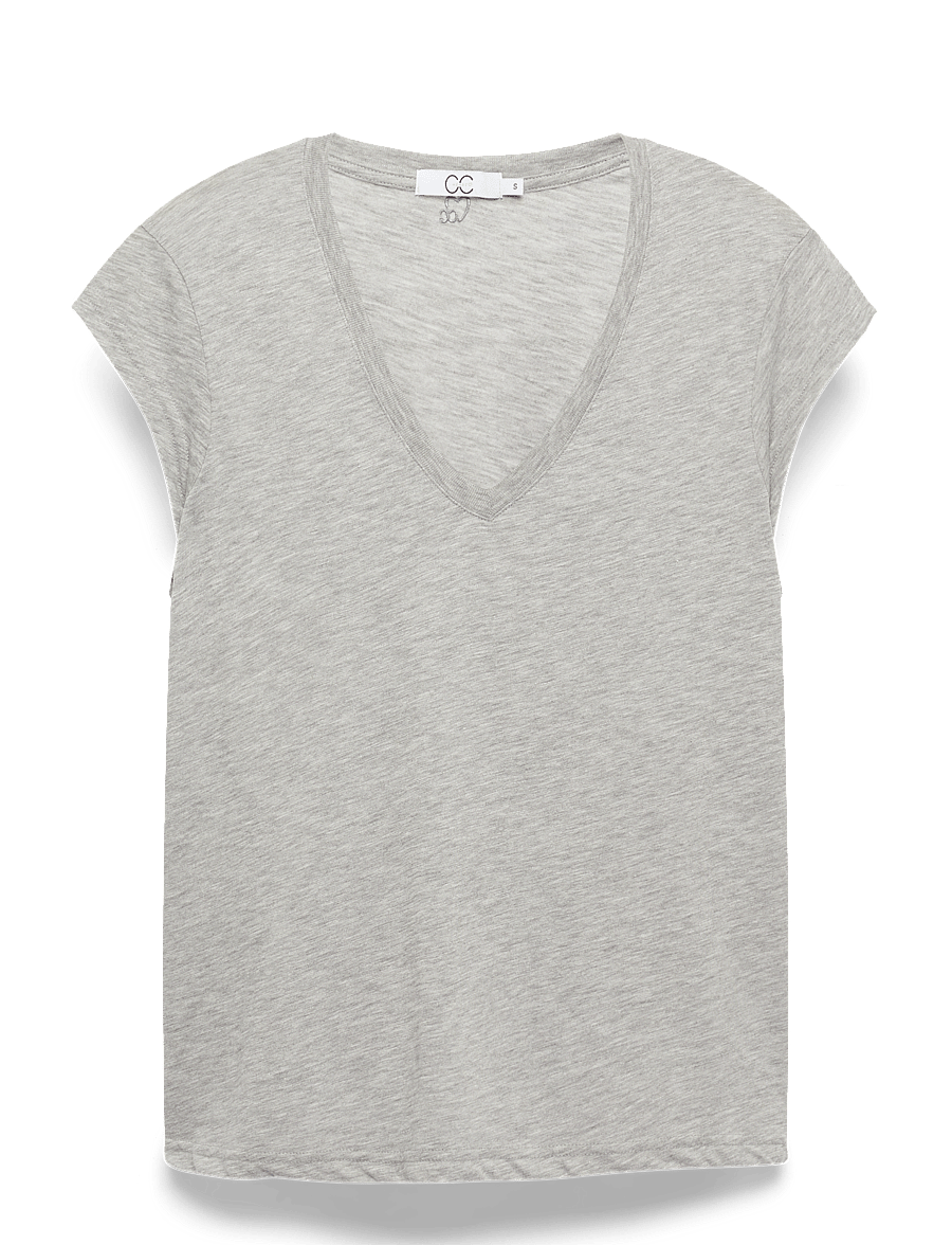 Coster Copenhagen - CC Heart basic v-neck t-shirt - t-shirts - light grey melange - 1