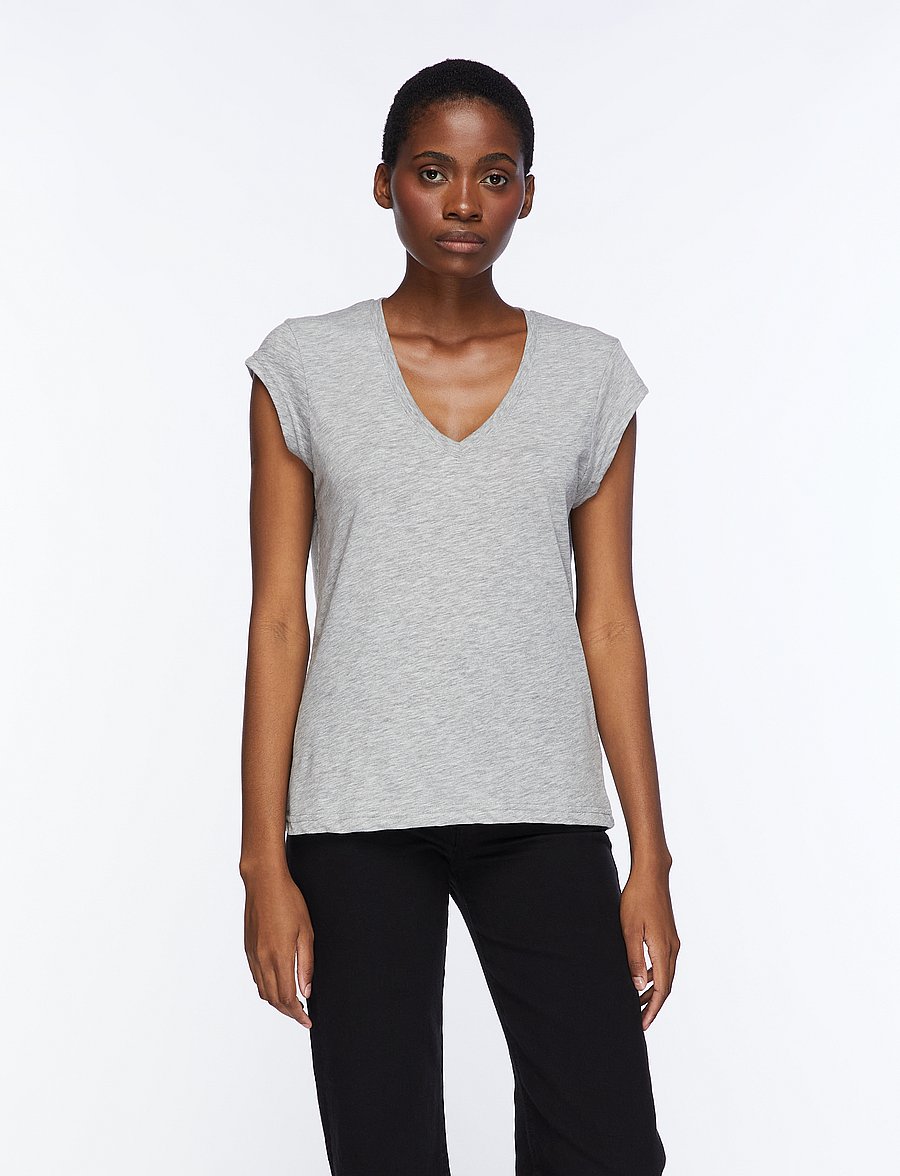 Coster Copenhagen - CC Heart basic v-neck t-shirt - t-shirts - light grey melange - 0