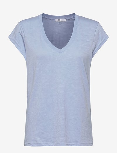 Coster Copenhagen CC Heart basic v-neck t-shirt - T-krekli - POWDER BLUE / blue