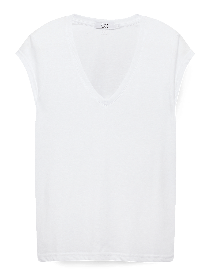 Coster Copenhagen - CC Heart basic v-neck t-shirt - t-särgid - white - 1