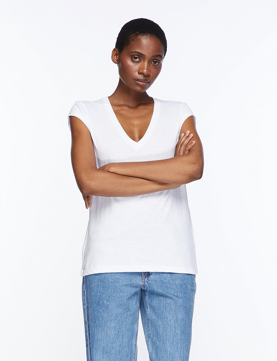 Coster Copenhagen - CC Heart basic v-neck t-shirt - t-särgid - white - 0