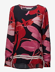 Moss crepe blouse w. Branch print & - BRANCH PRINT AND DARK BLUE