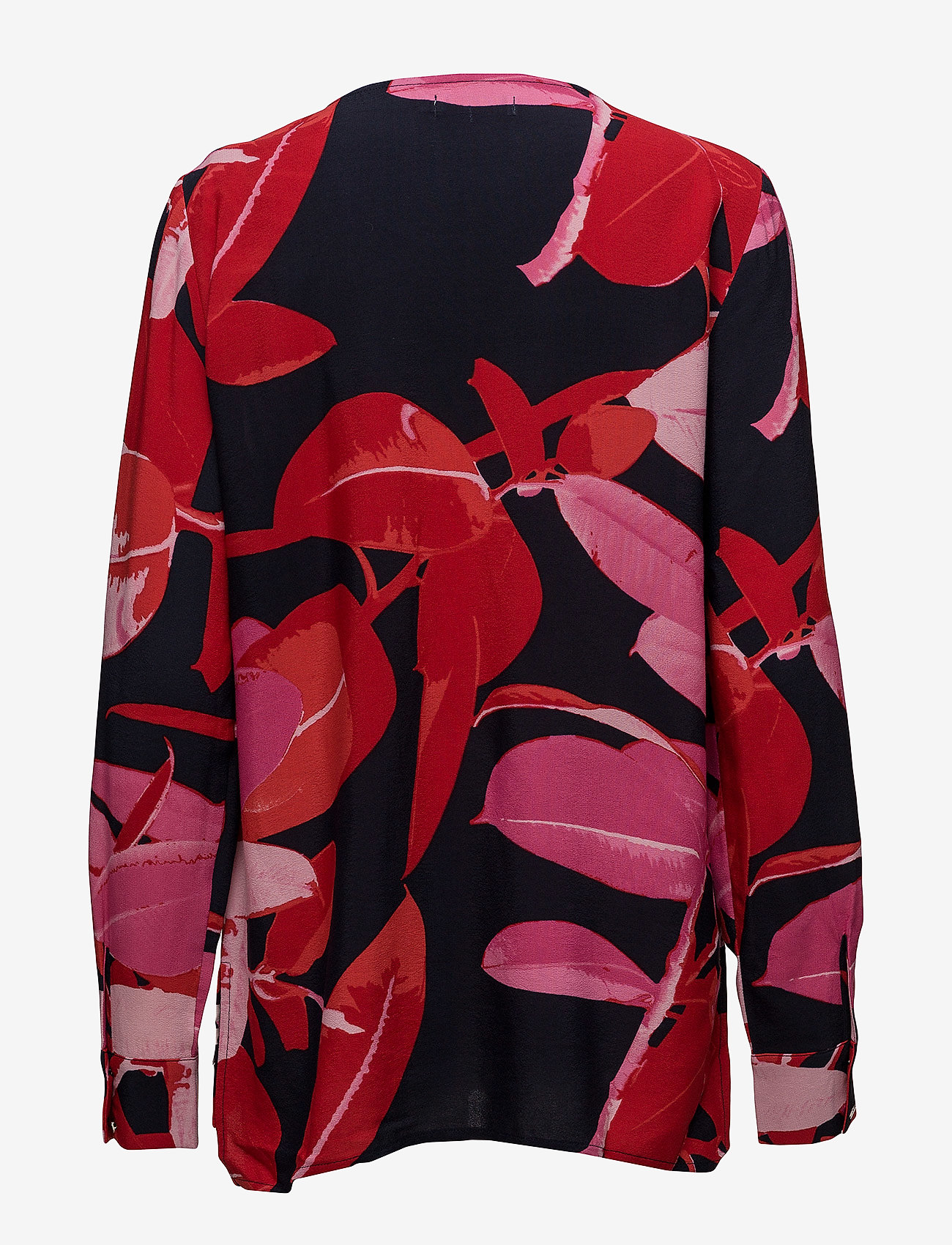 Coster Copenhagen - Moss crepe blouse w. Branch print & - long-sleeved blouses - branch print and dark blue - 1