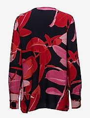 Coster Copenhagen - Moss crepe blouse w. Branch print & - long-sleeved blouses - branch print and dark blue - 1