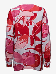 Coster Copenhagen - Moss crepe blouse w. Branch print & - long-sleeved blouses - branch print and blue - 1