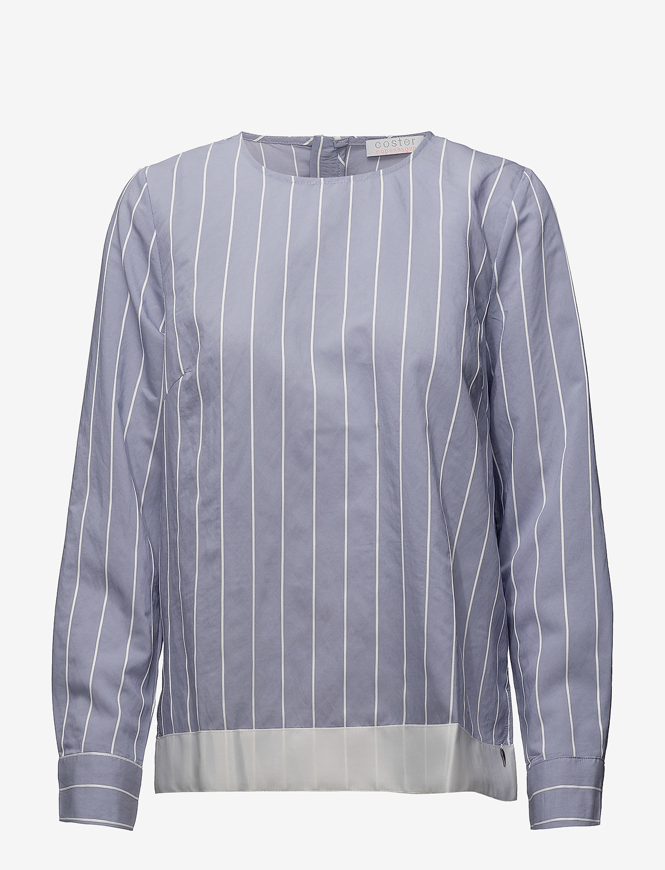 Coster Copenhagen - Striped shirt blouse w. ribbon edge - mid blue - 0