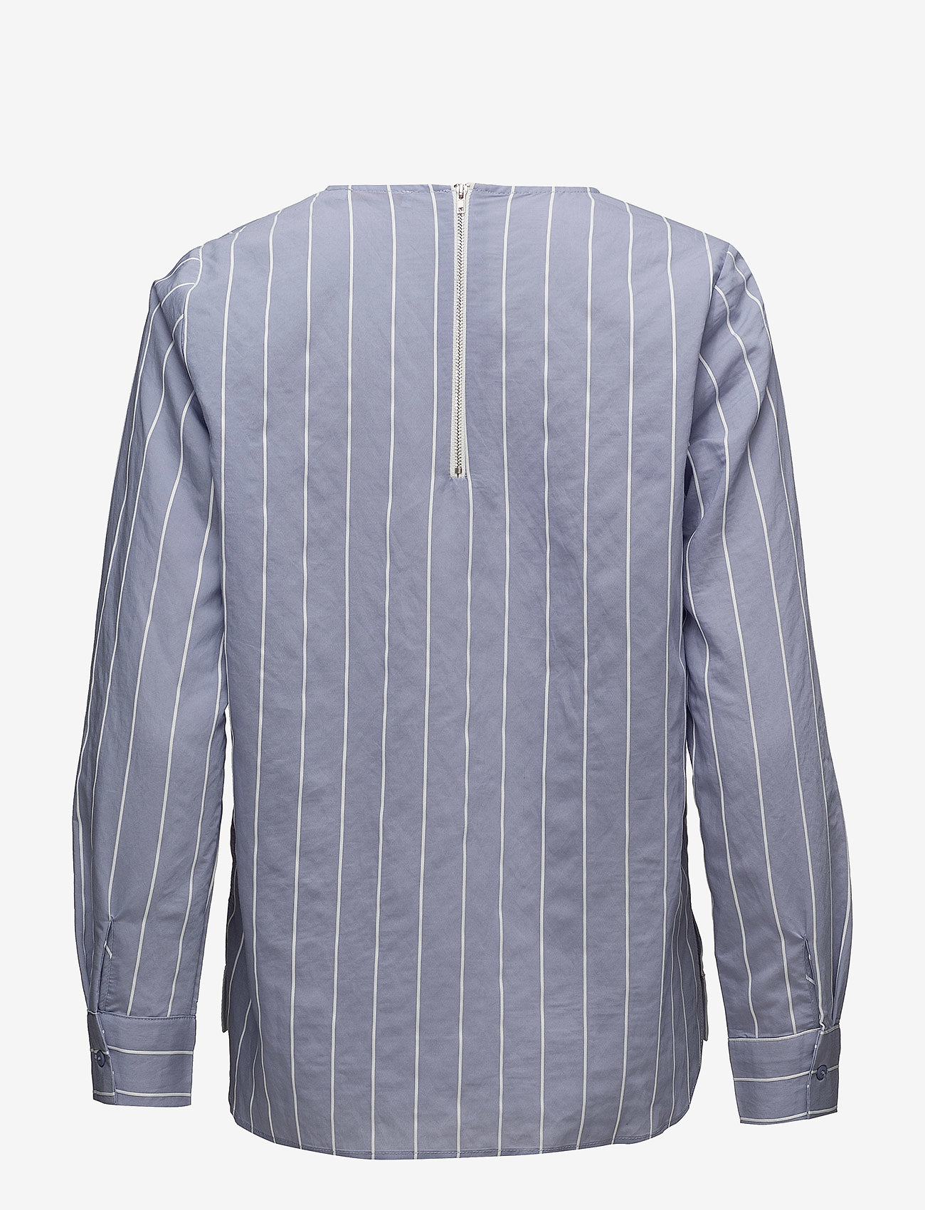 Coster Copenhagen - Striped shirt blouse w. ribbon edge - mid blue - 1