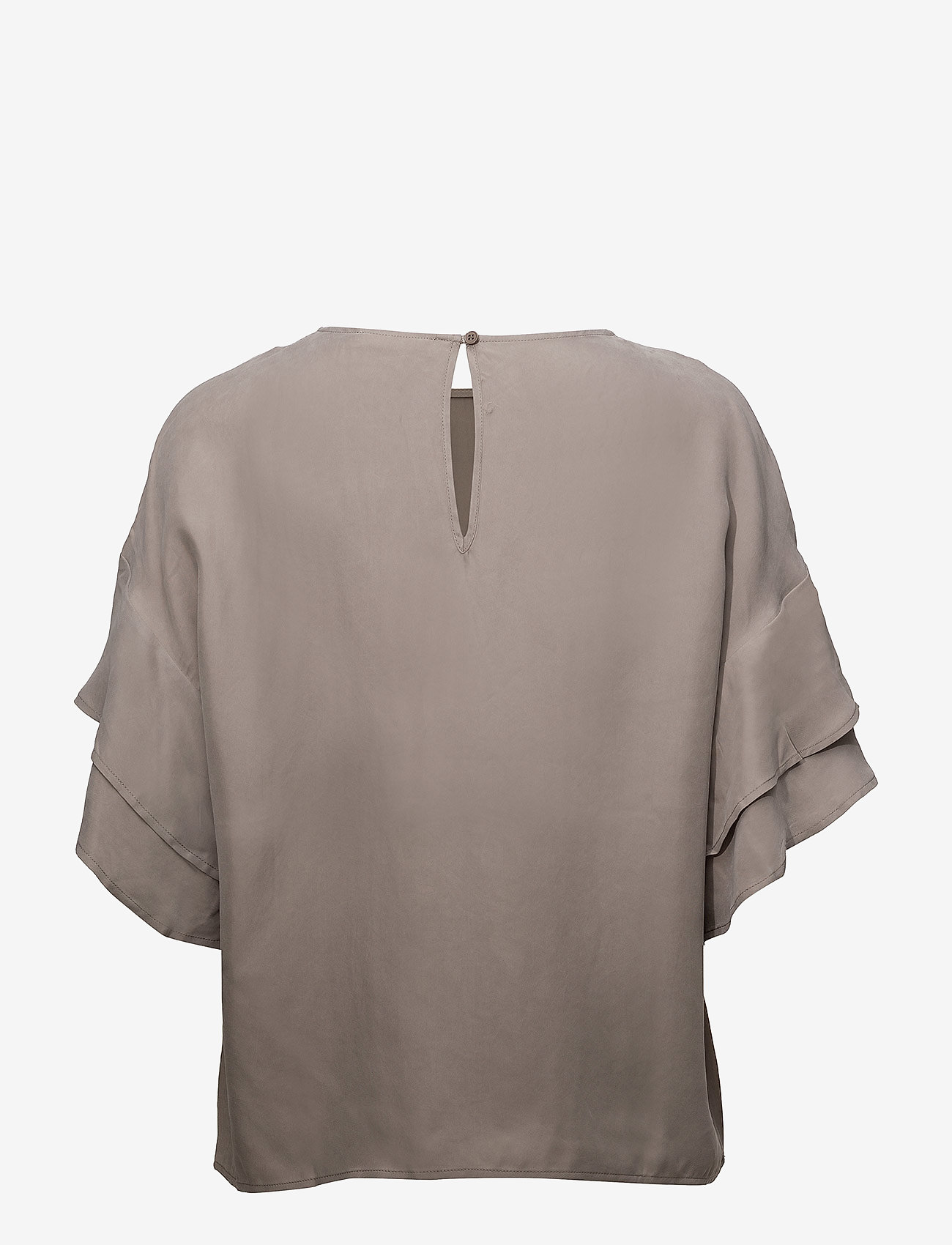 Coster Copenhagen - Cupro top w. volant sleeves - sandshell - 1