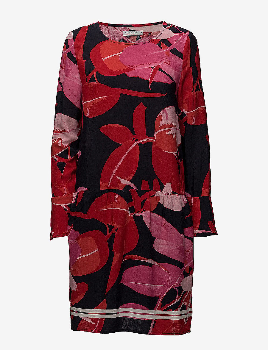 Coster Copenhagen - Moss crepe dress w. Branch print & - kurze kleider - branch print and dark blue - 0