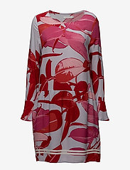 Moss crepe dress w. Branch print & - BRANCH PRINT AND BLUE
